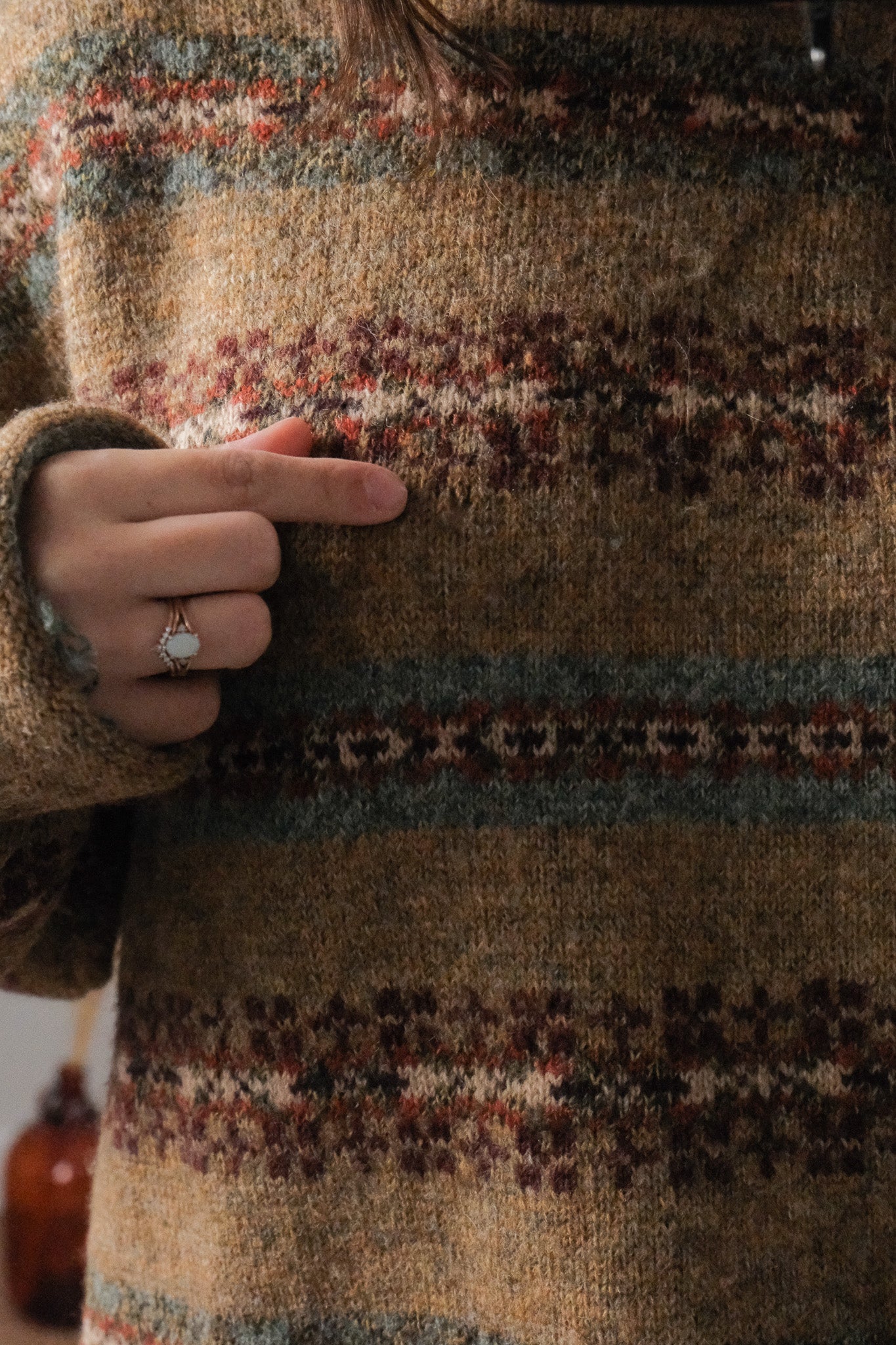 Vintage x Shetland Wool Patterned Knit (L)