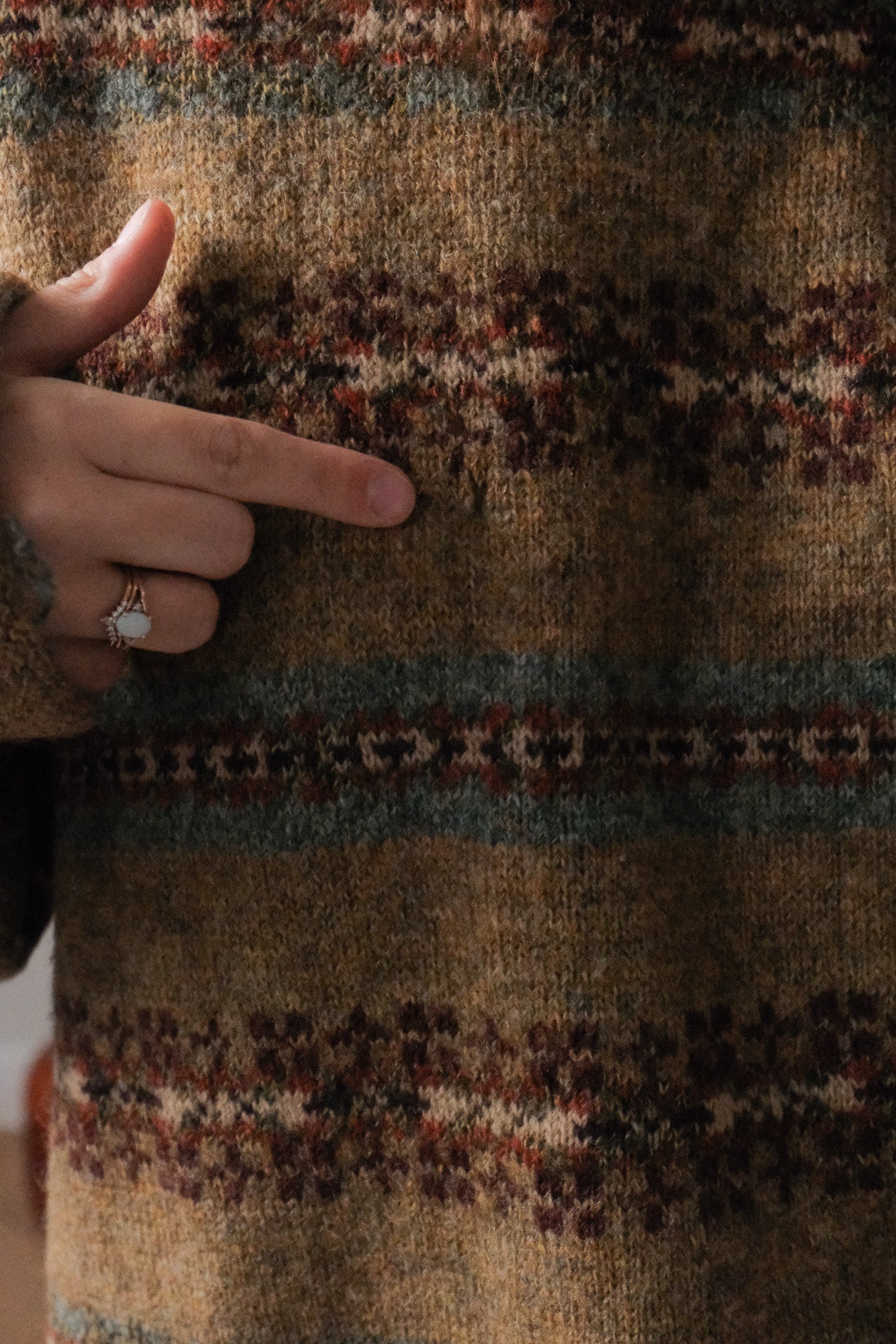 Vintage x Shetland Wool Patterned Knit (L)