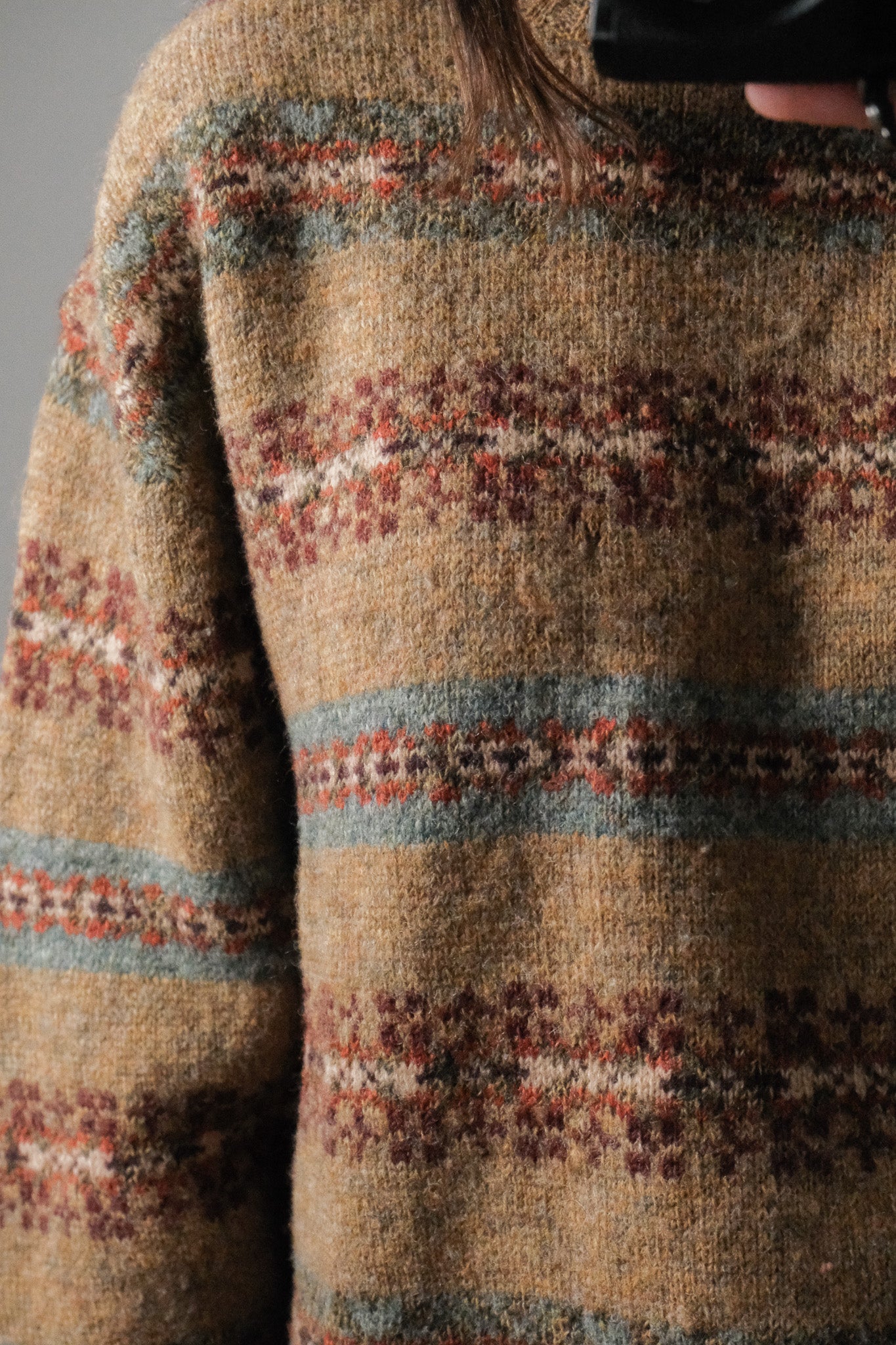 Vintage x Shetland Wool Patterned Knit (L)