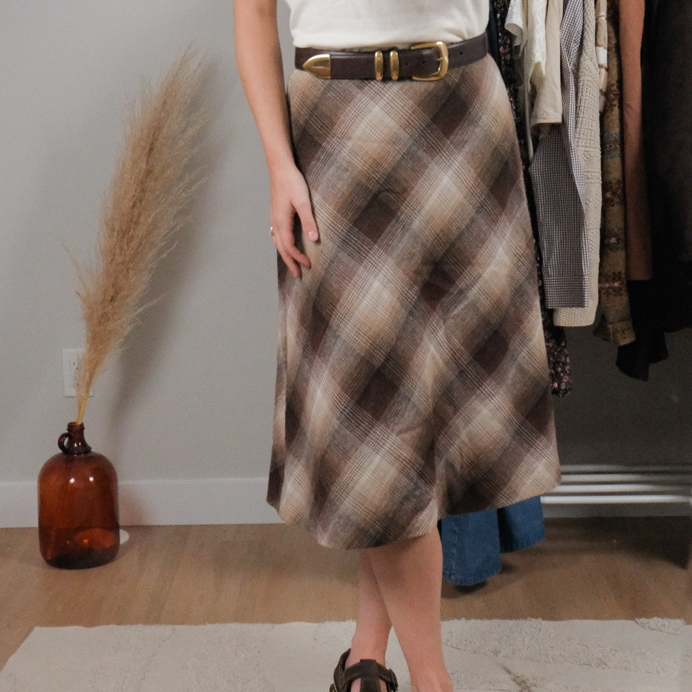 Made in Canada x Vintage x Wool Blend Plaid Midi Skirt (6/8)