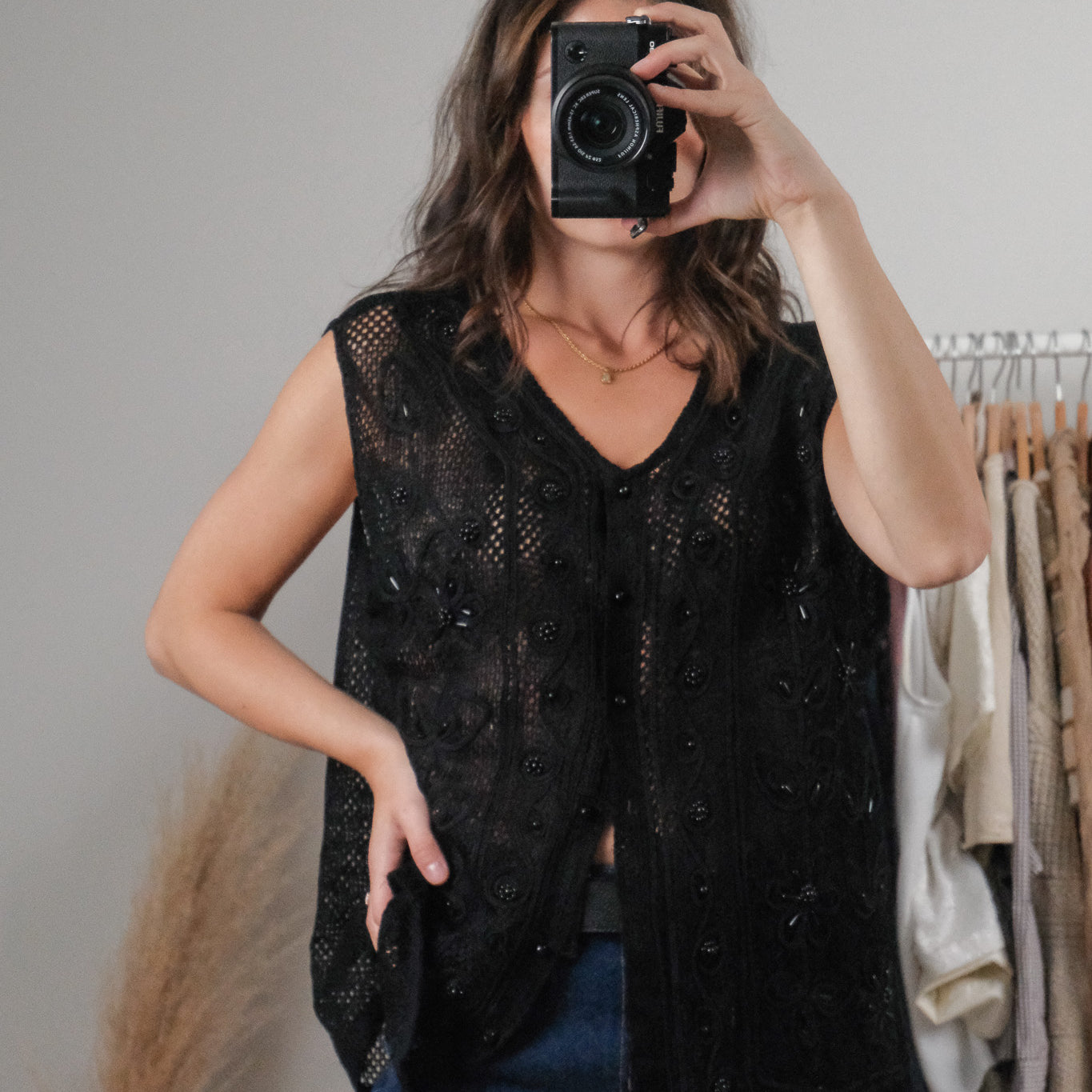 Vintage x Beaded Vest (L)