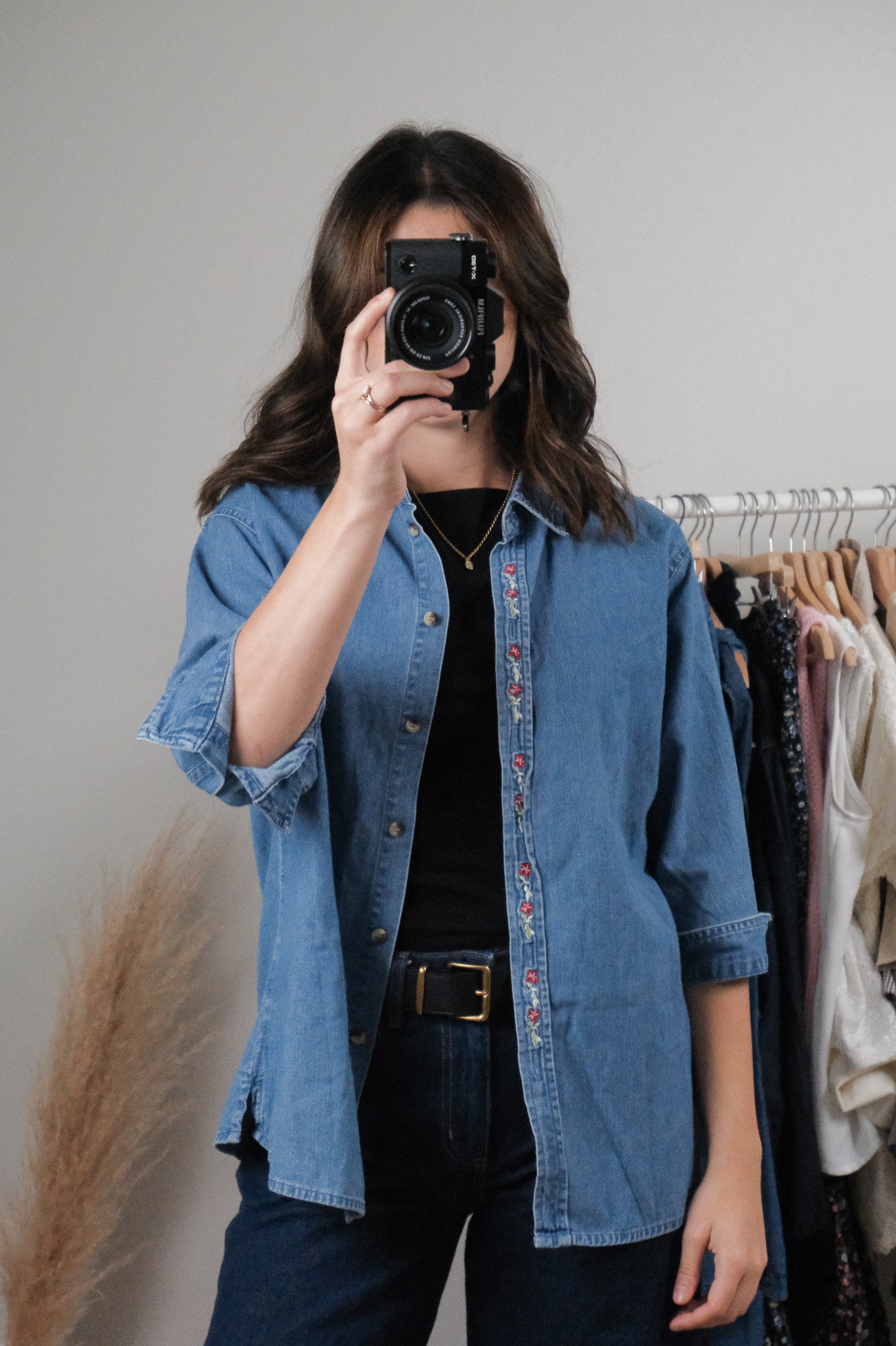 Vintage x Denim Embroidered Button Up (M/L)