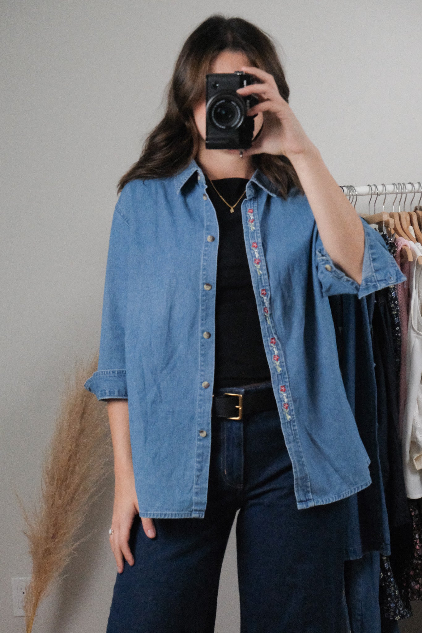 Vintage x Denim Embroidered Button Up (M/L)