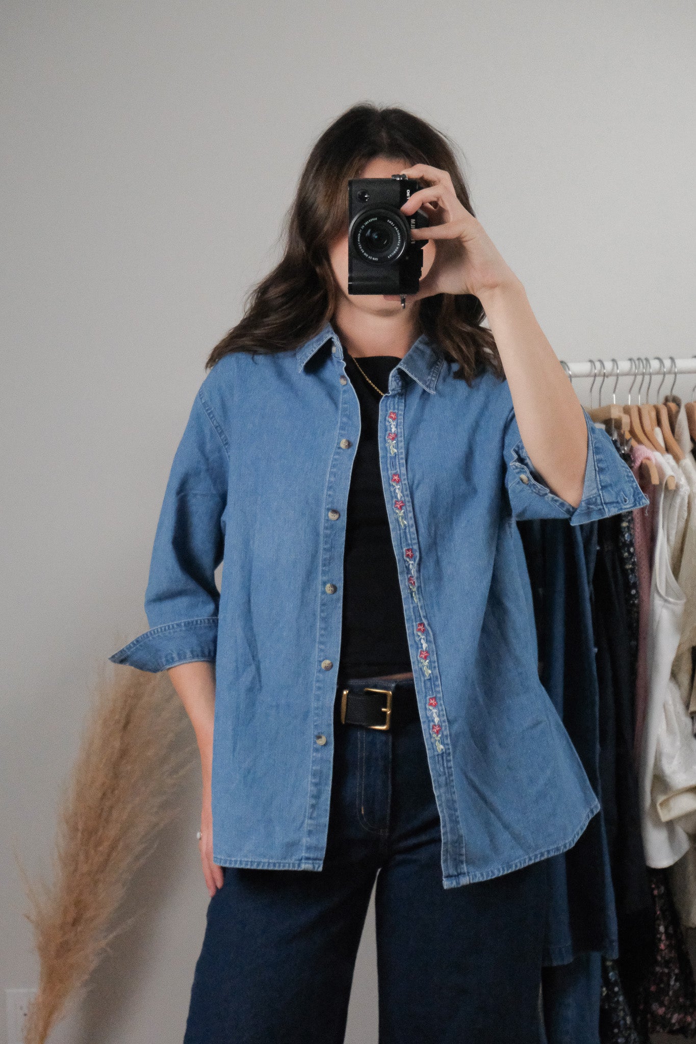 Vintage x Denim Embroidered Button Up (M/L)