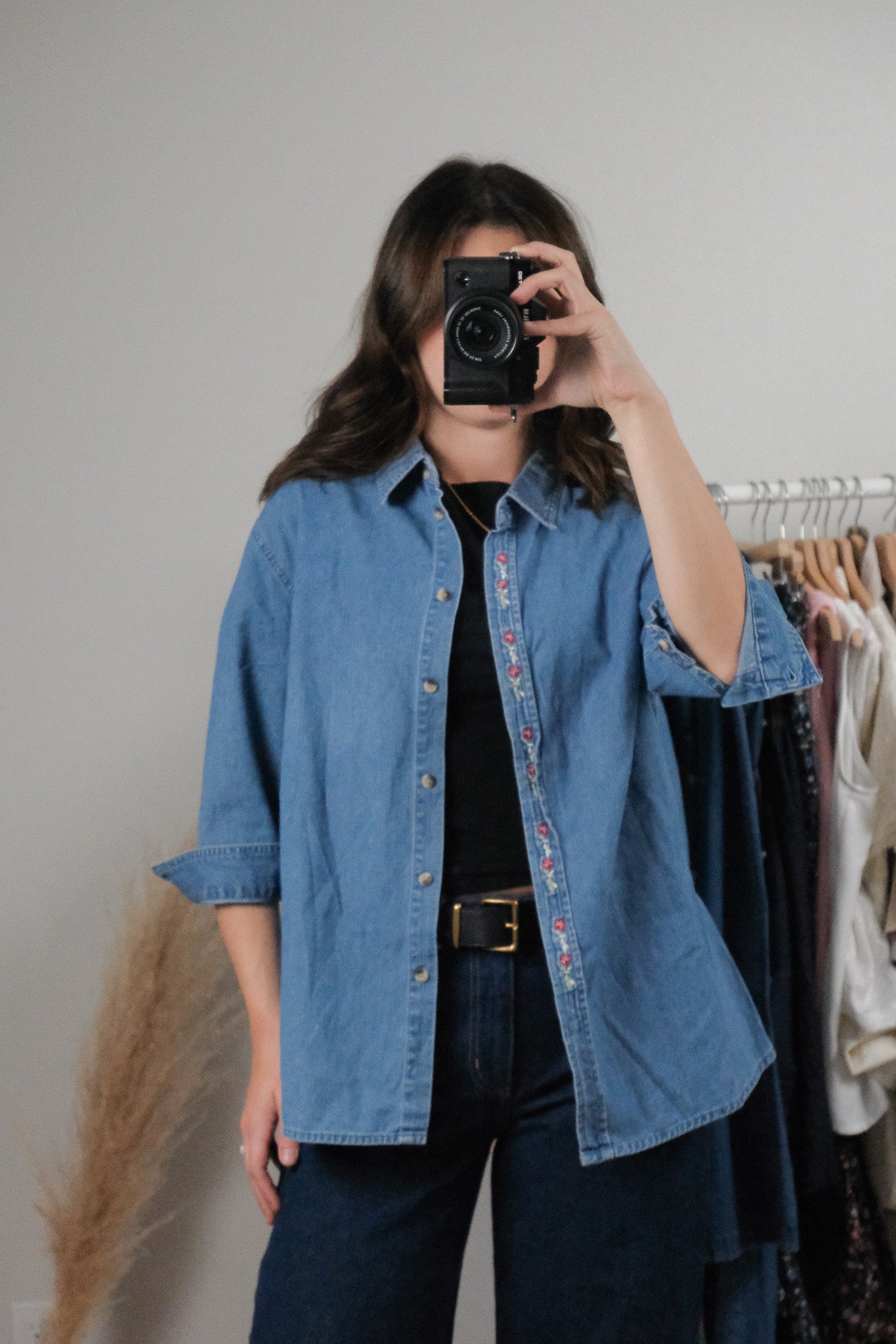 Vintage x Denim Embroidered Button Up (M/L)