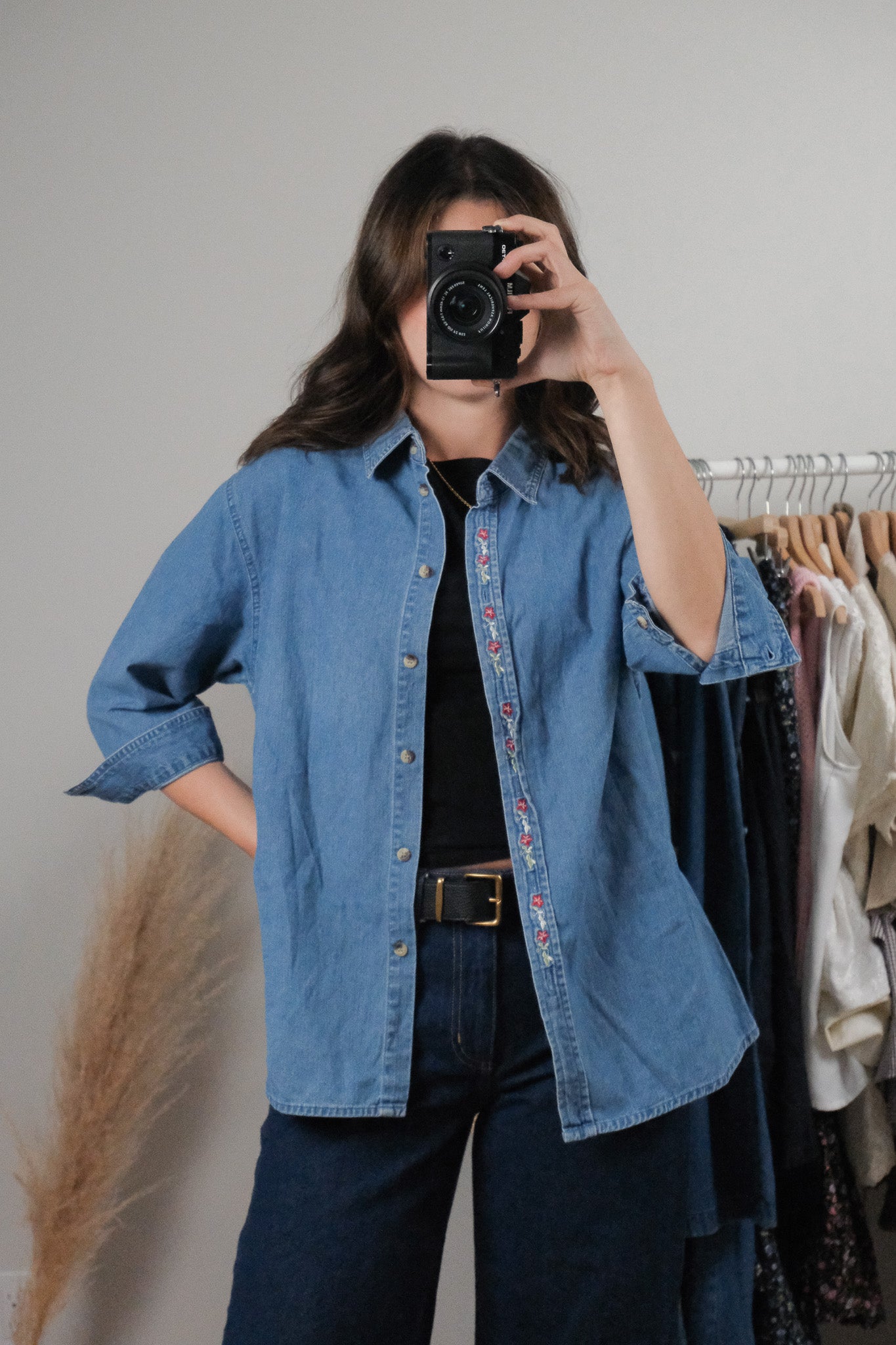 Vintage x Denim Embroidered Button Up (M/L)