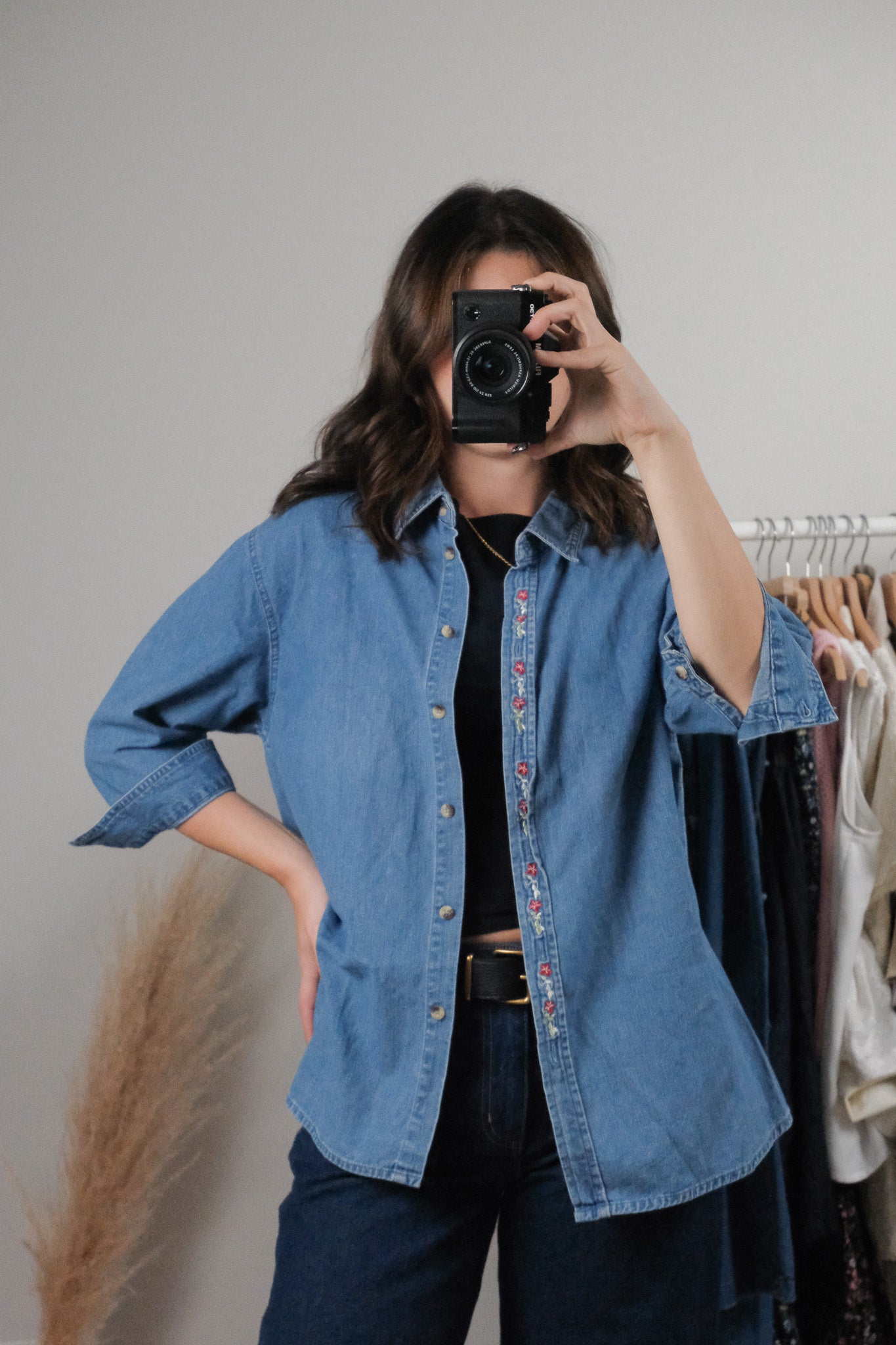 Vintage x Denim Embroidered Button Up (M/L)