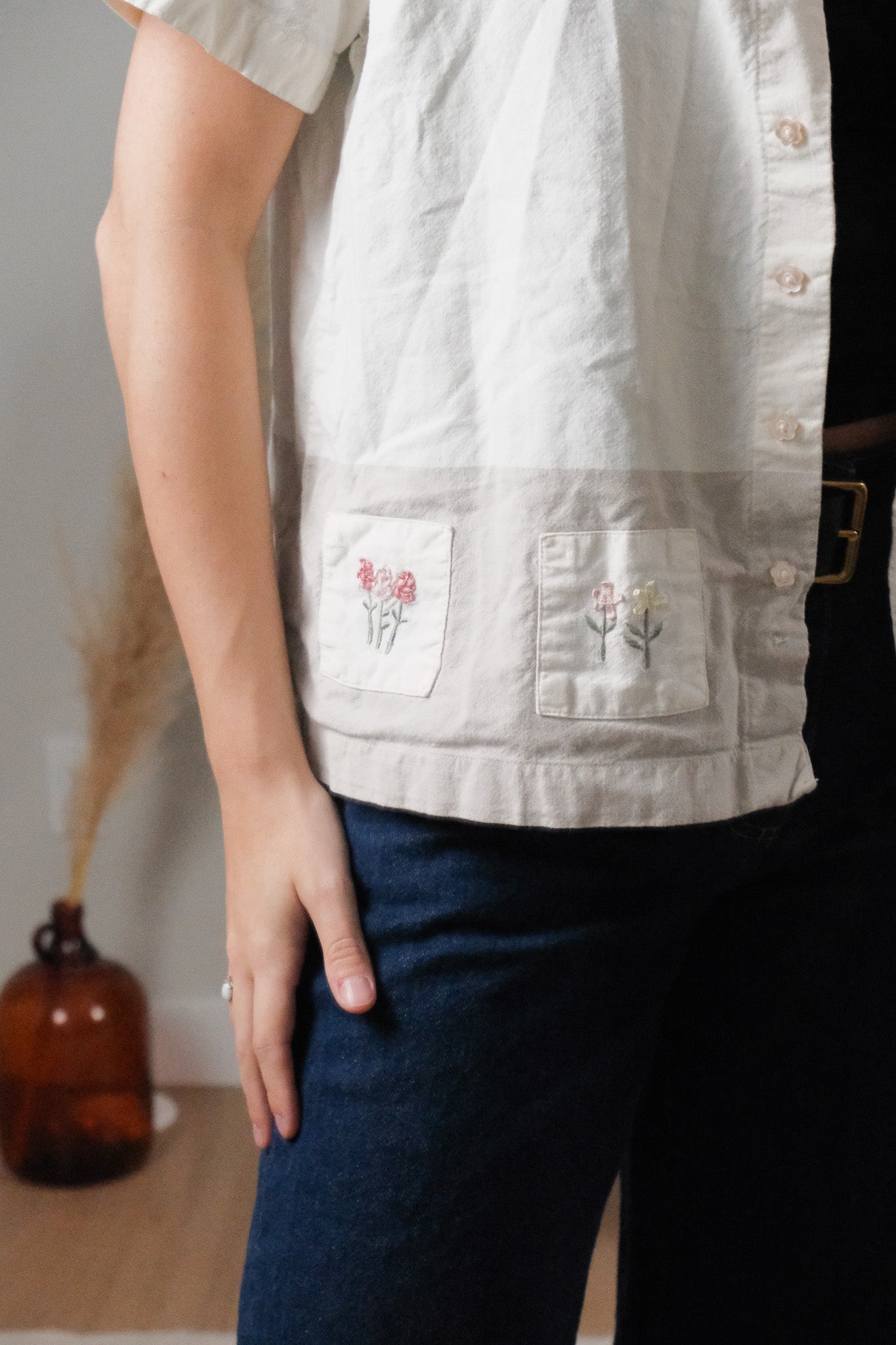 Vintage x Cotton Embroidered Blouse (M)