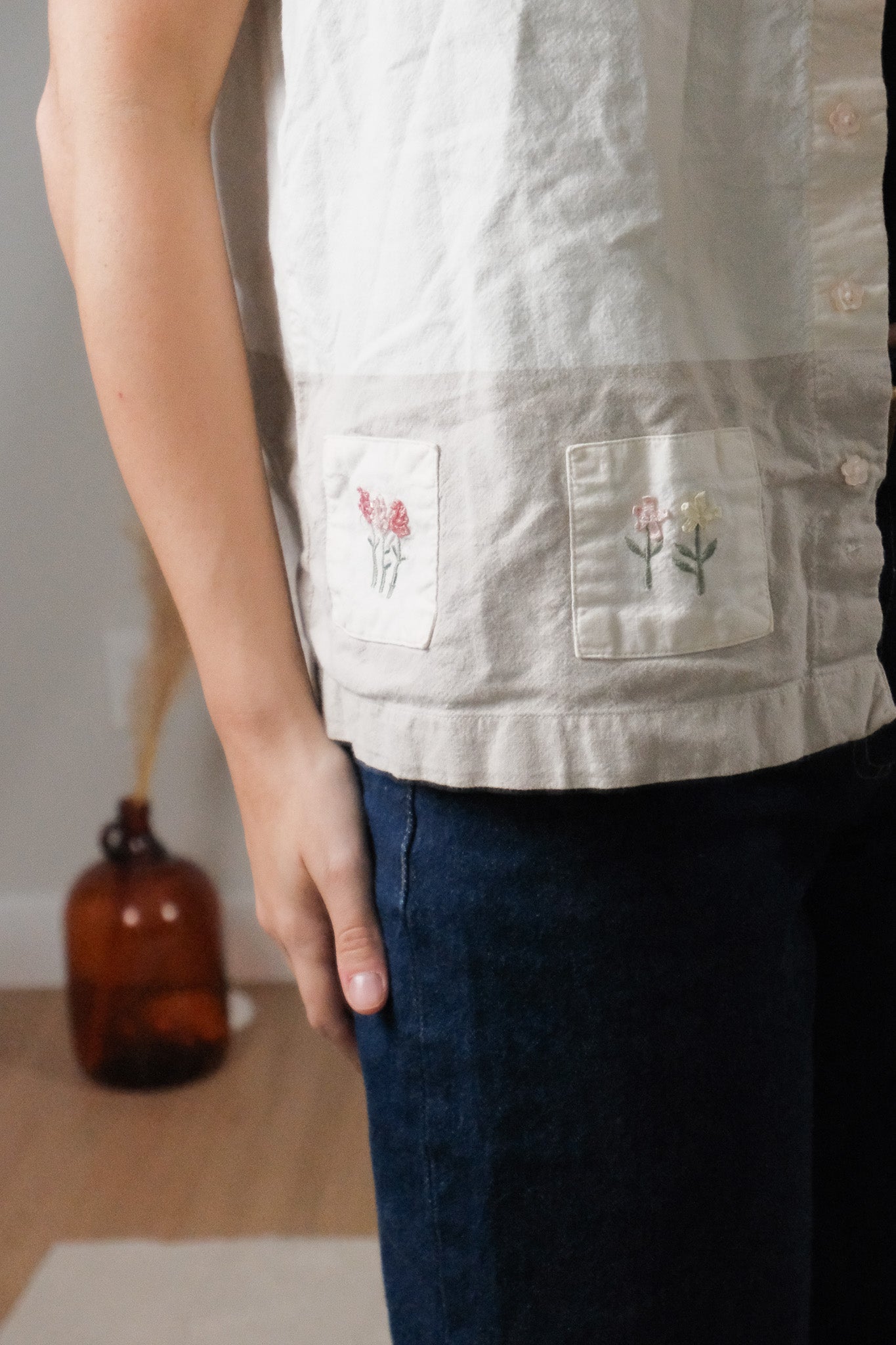 Vintage x Cotton Embroidered Blouse (M)