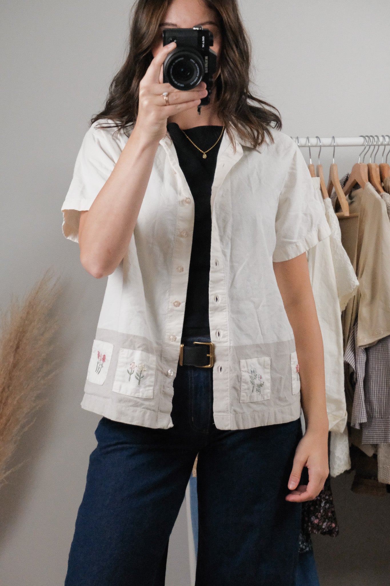 Vintage x Cotton Embroidered Blouse (M)