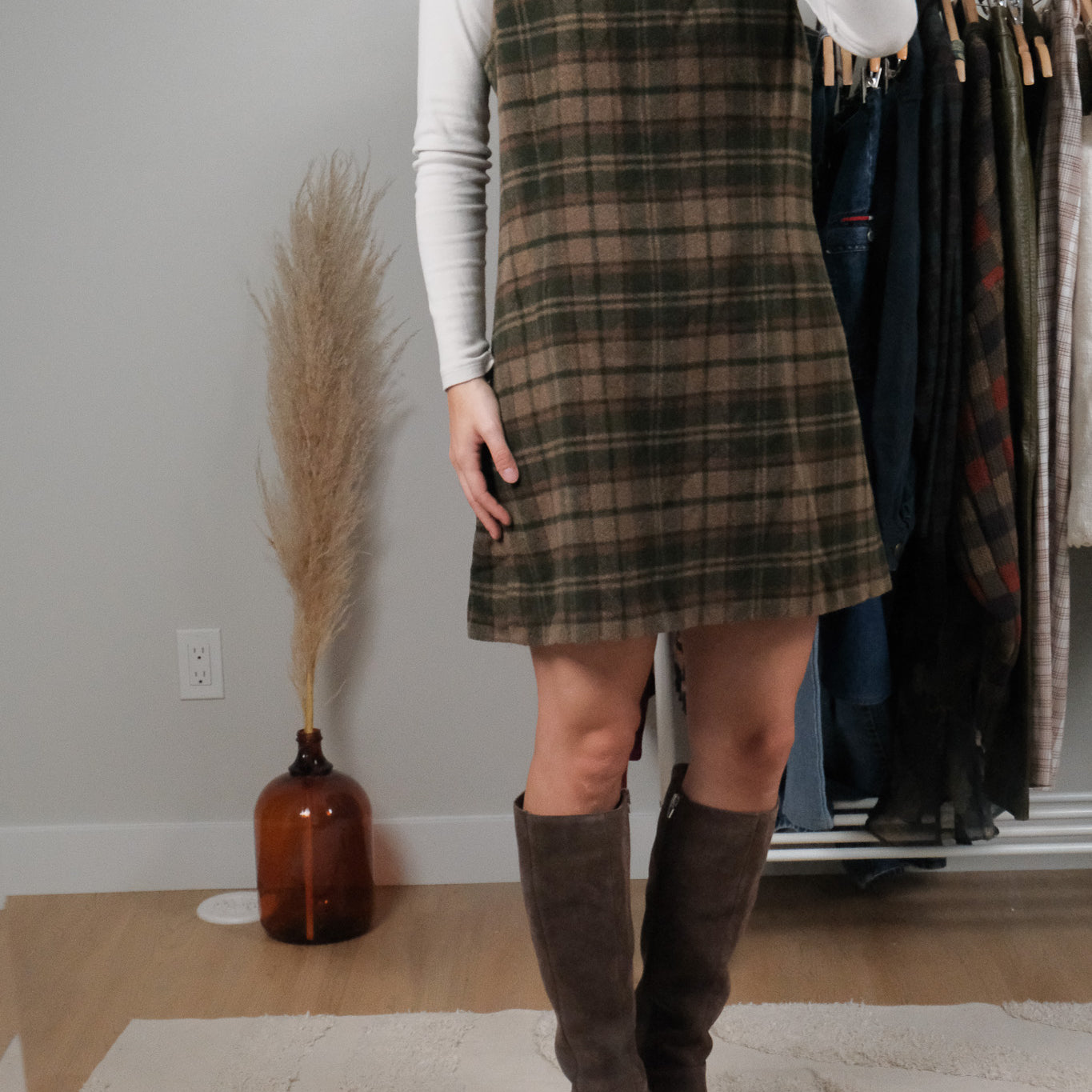 Made in Canada x Vintage x Wool Blend Plaid Dress (M)