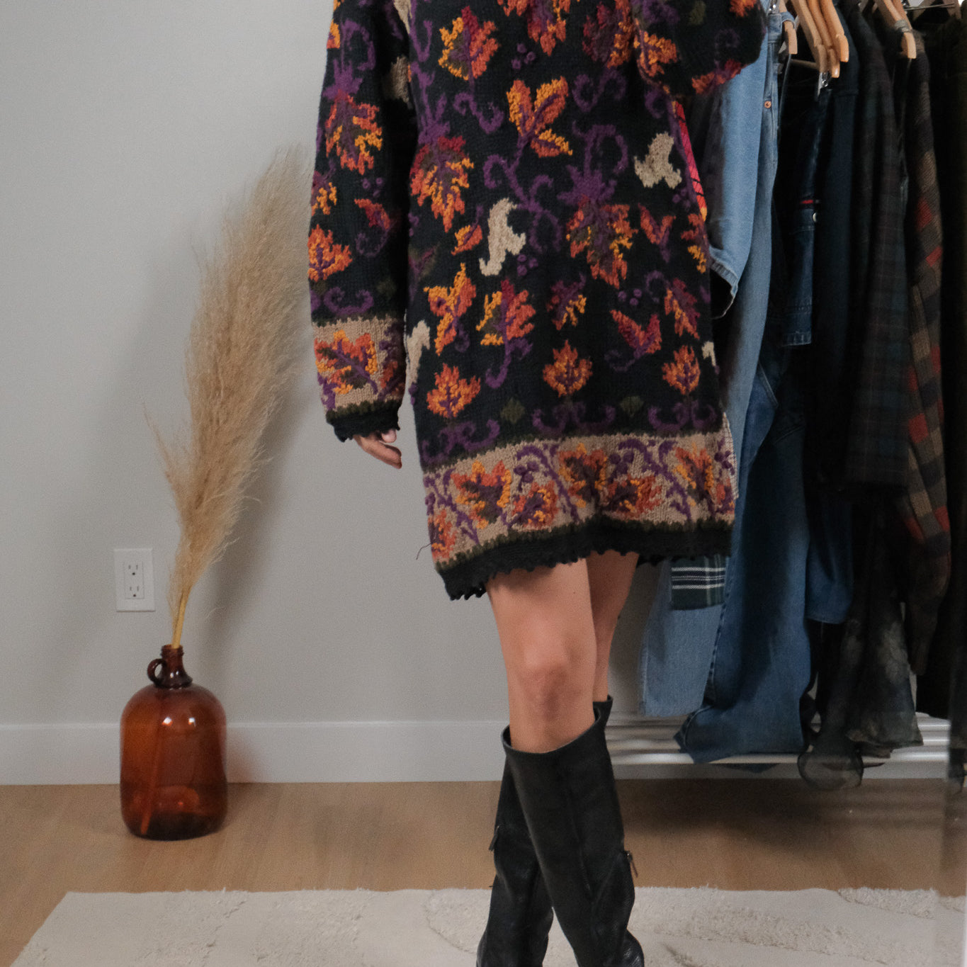 Vintage x Handknit Chunky Sweater Dress (L)
