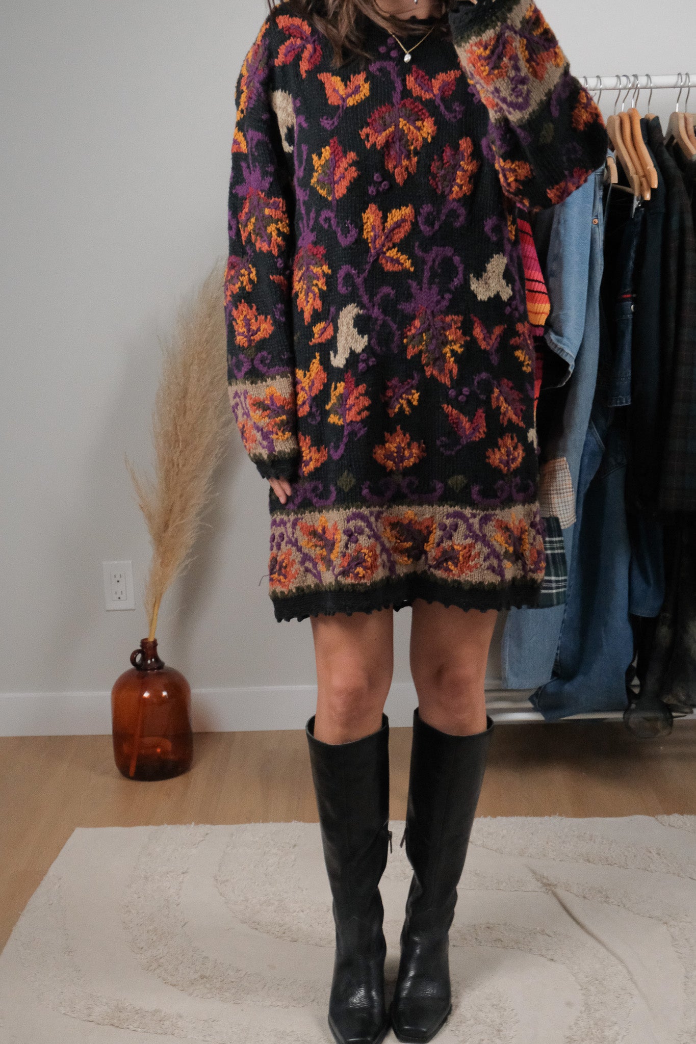 Vintage x Handknit Chunky Sweater Dress (L)