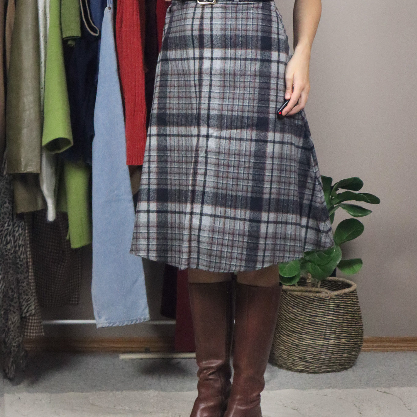 Made in Canada x Vintage x 70s Wool Blend Plaid Skirt (XS)