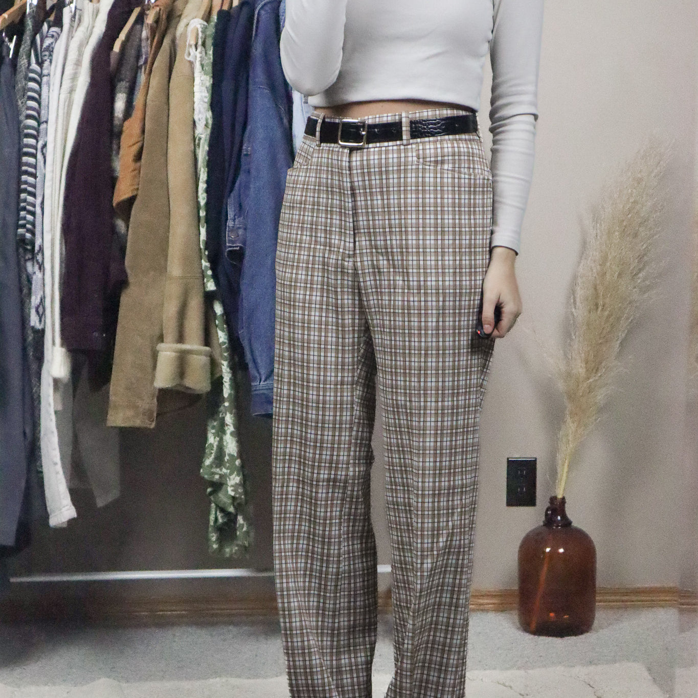 Made in Canada x Vintage x Deadstock 70s Plaid Pants (33-35)