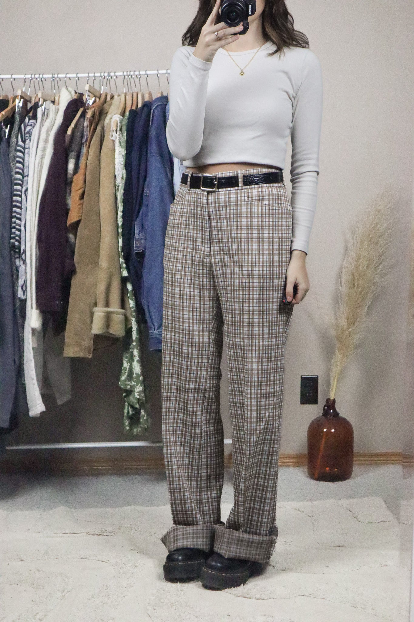 Made in Canada x Vintage x Deadstock 70s Plaid Pants (33-35)