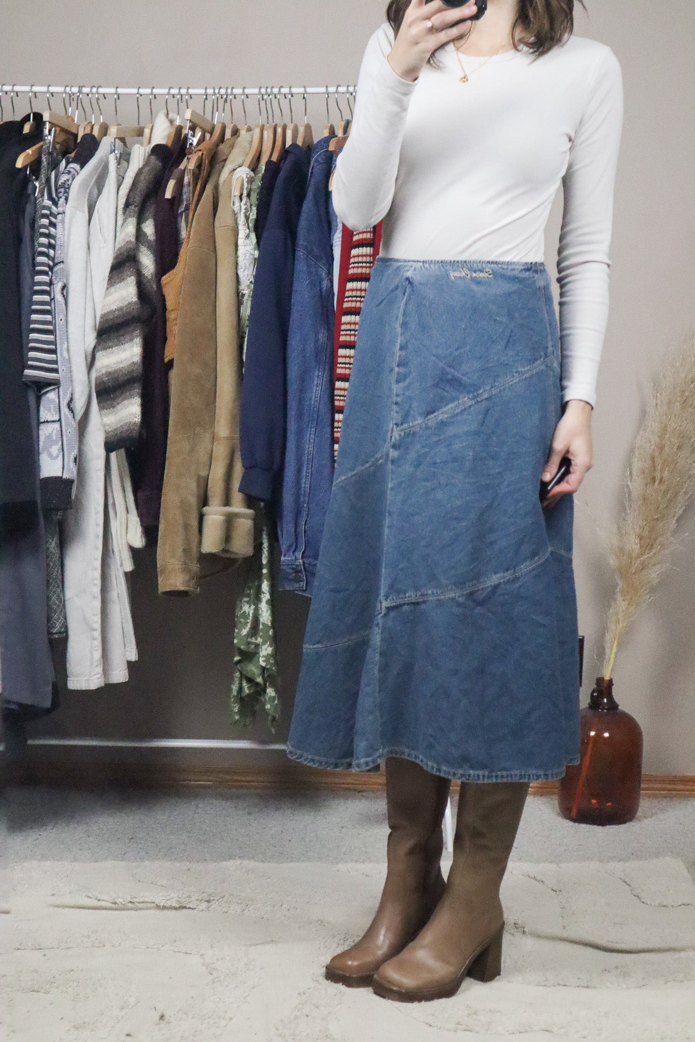 Vintage x Denim Midi Skirt (8)