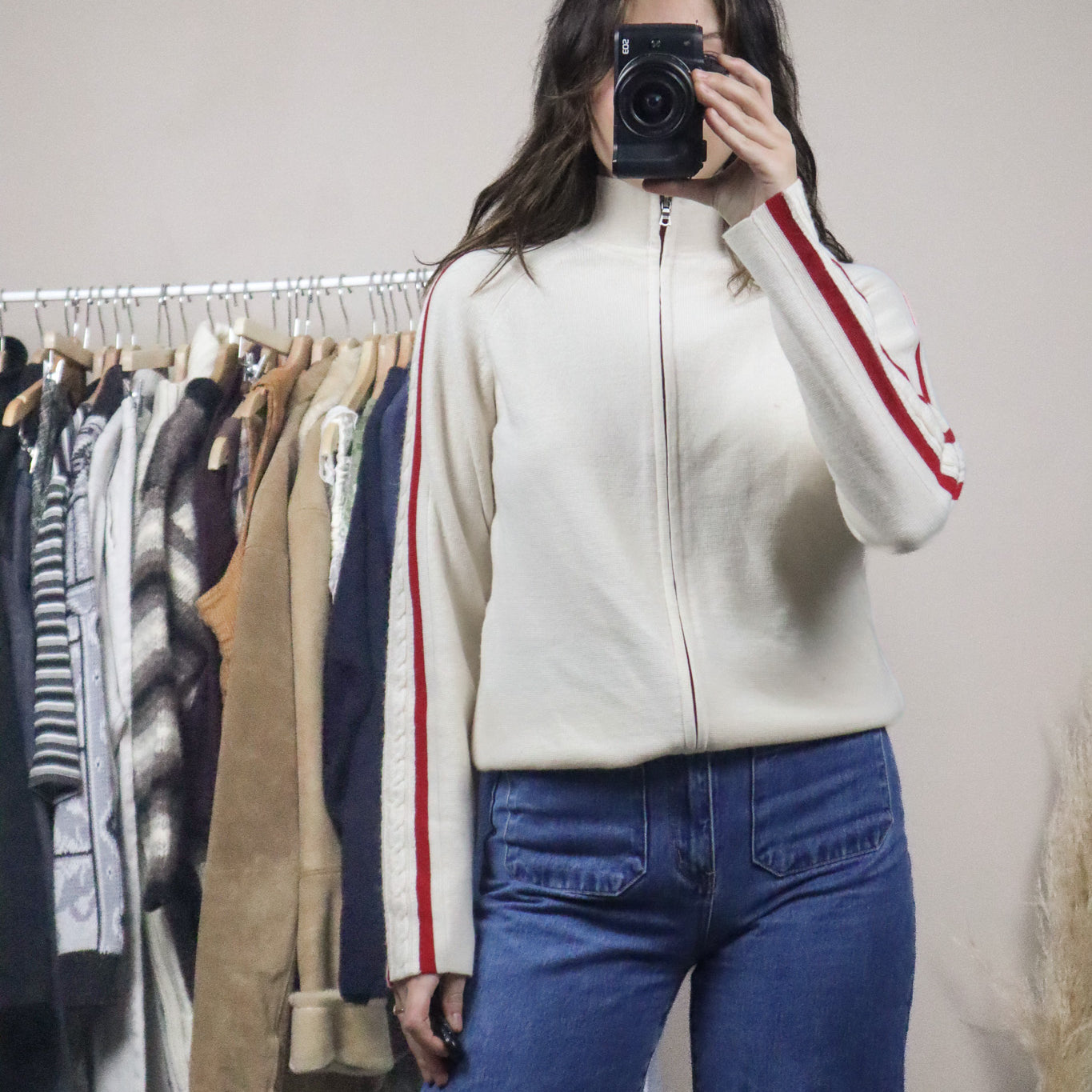 Vintage x Wool Blend Strip Zip Up (S/M)