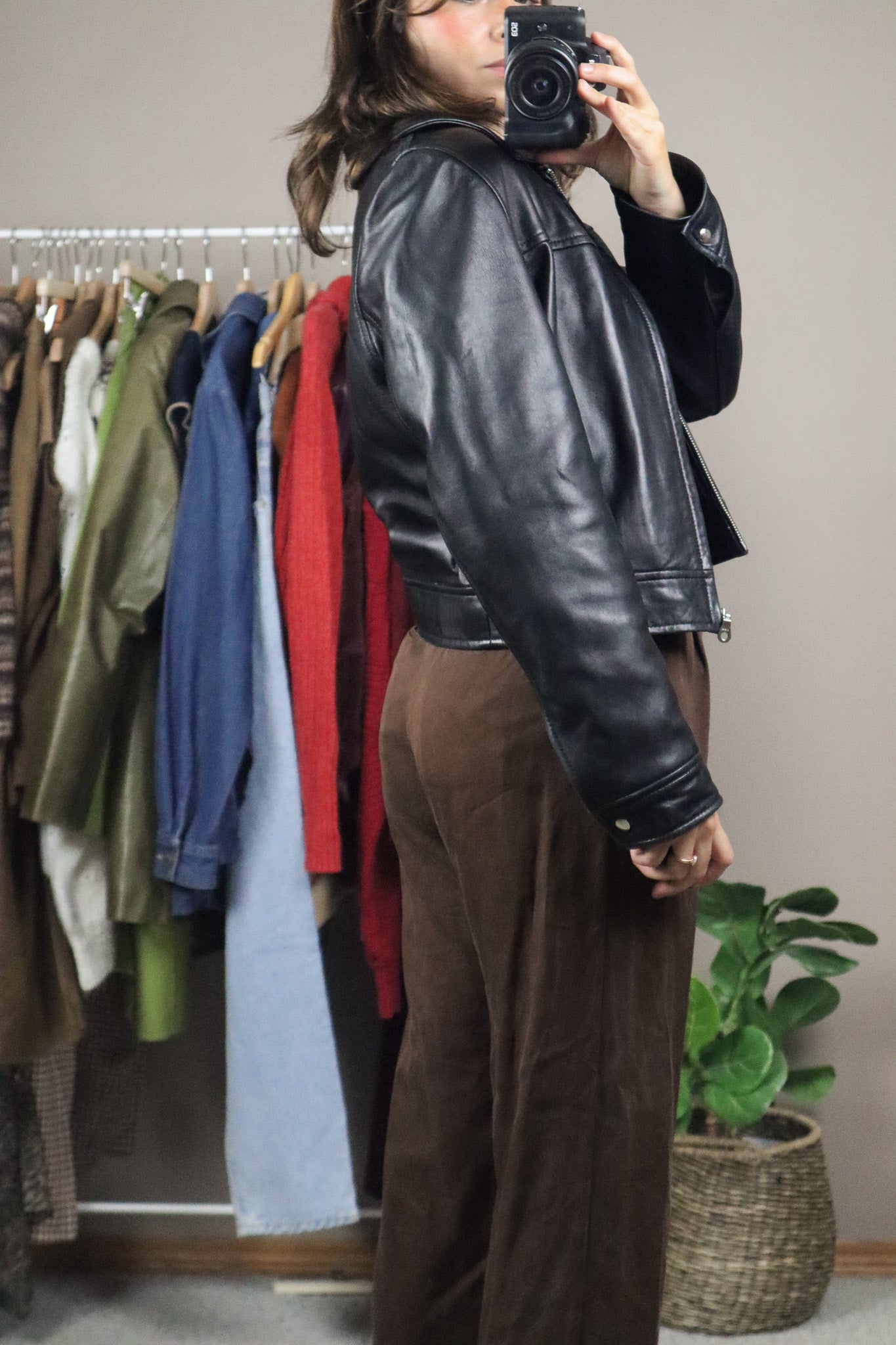 Made in Canada x Vintage x Cropped Leather Jacket (XS)