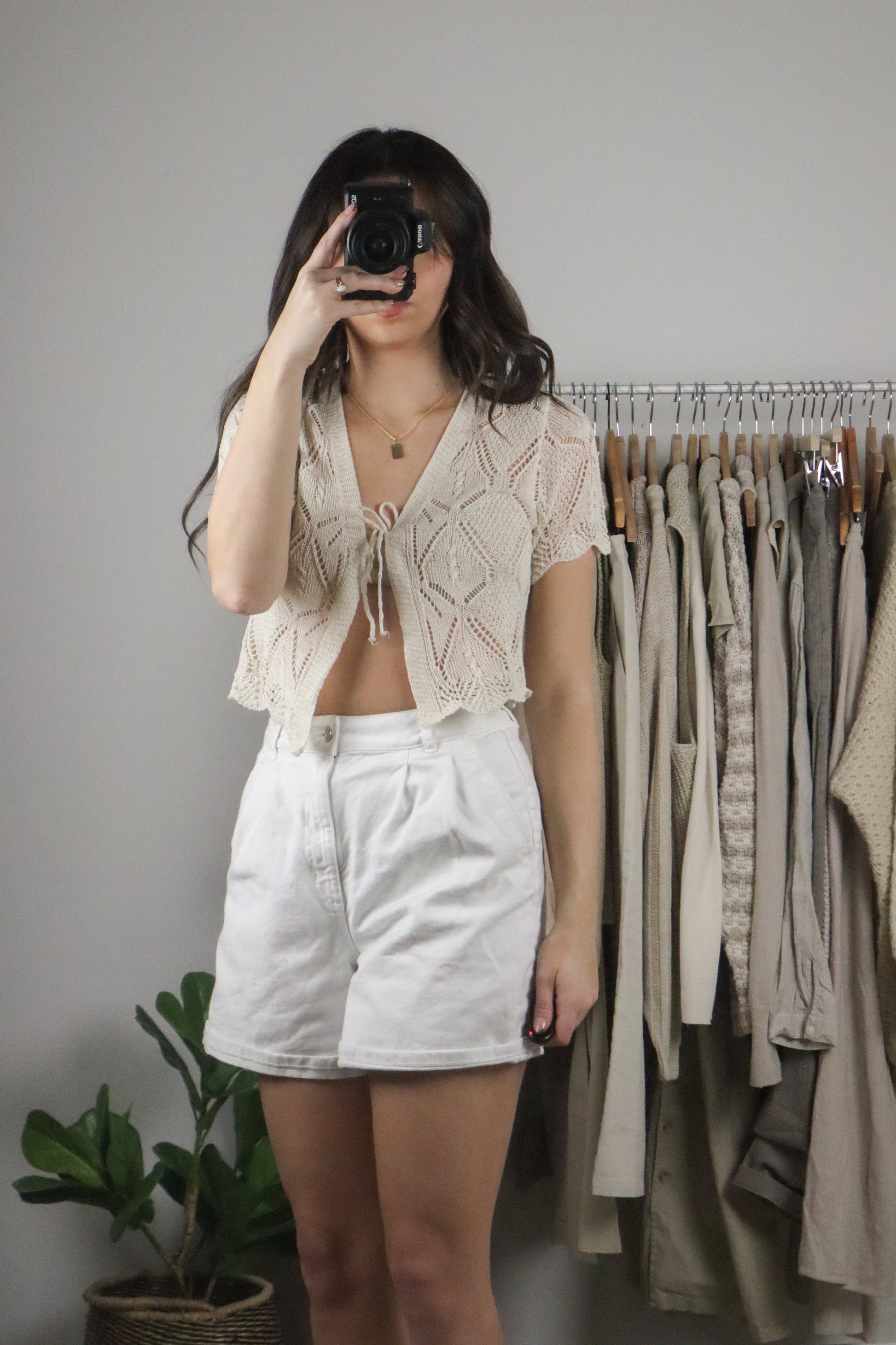 Vintage x Short-Sleeve Tie Top (S)