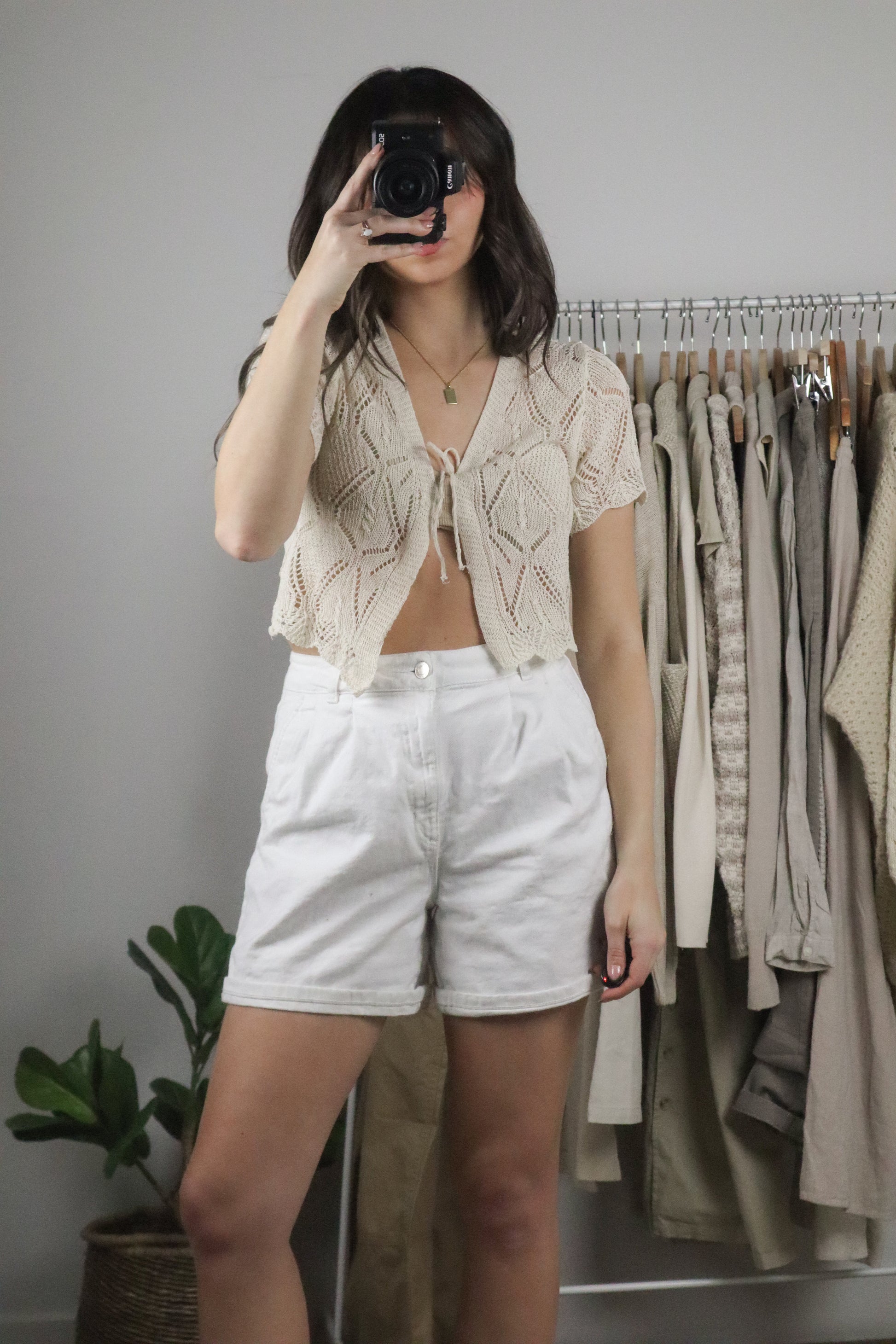 Vintage x Short-Sleeve Tie Top (S)