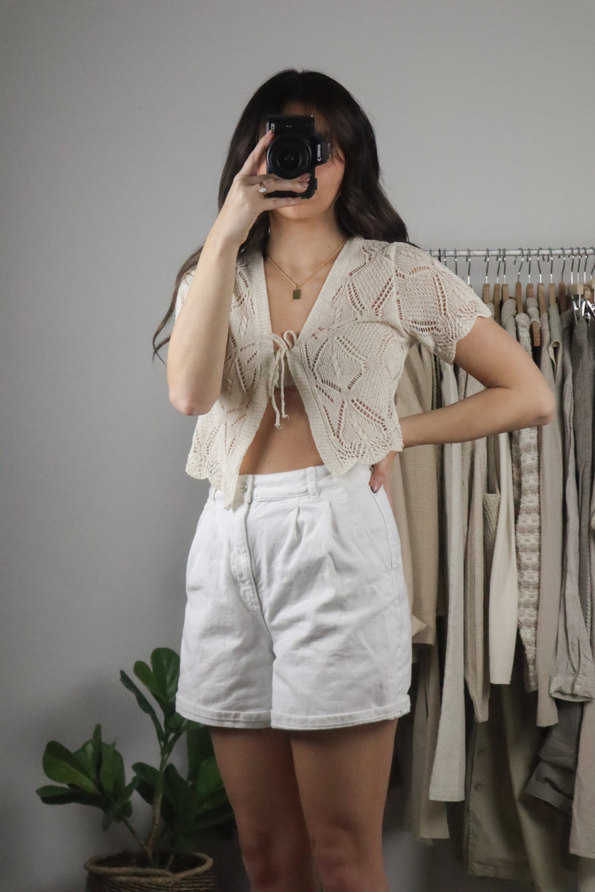 Vintage x Short-Sleeve Tie Top (S)