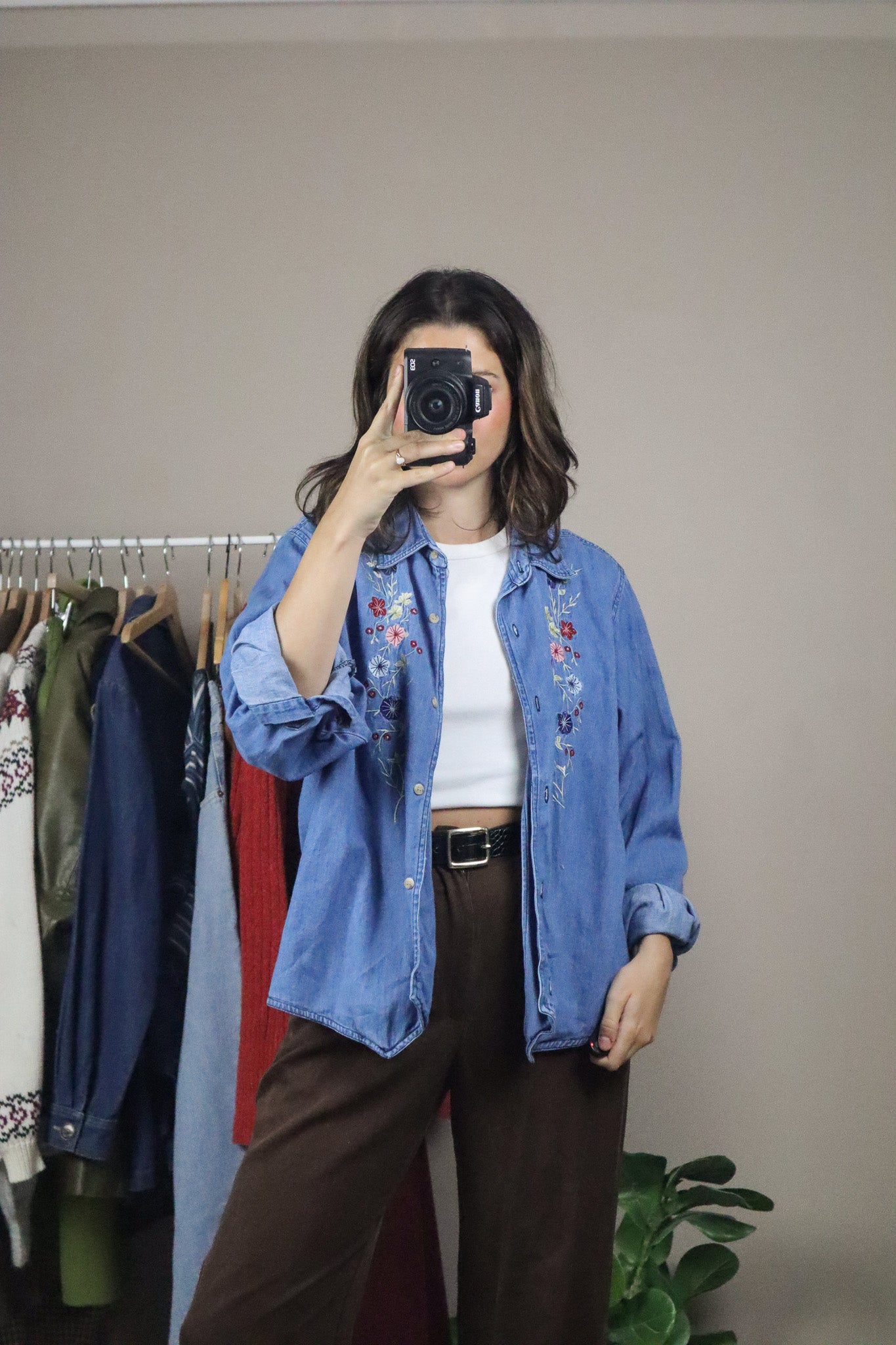 Vintage x Flower Denim Button Up (M)