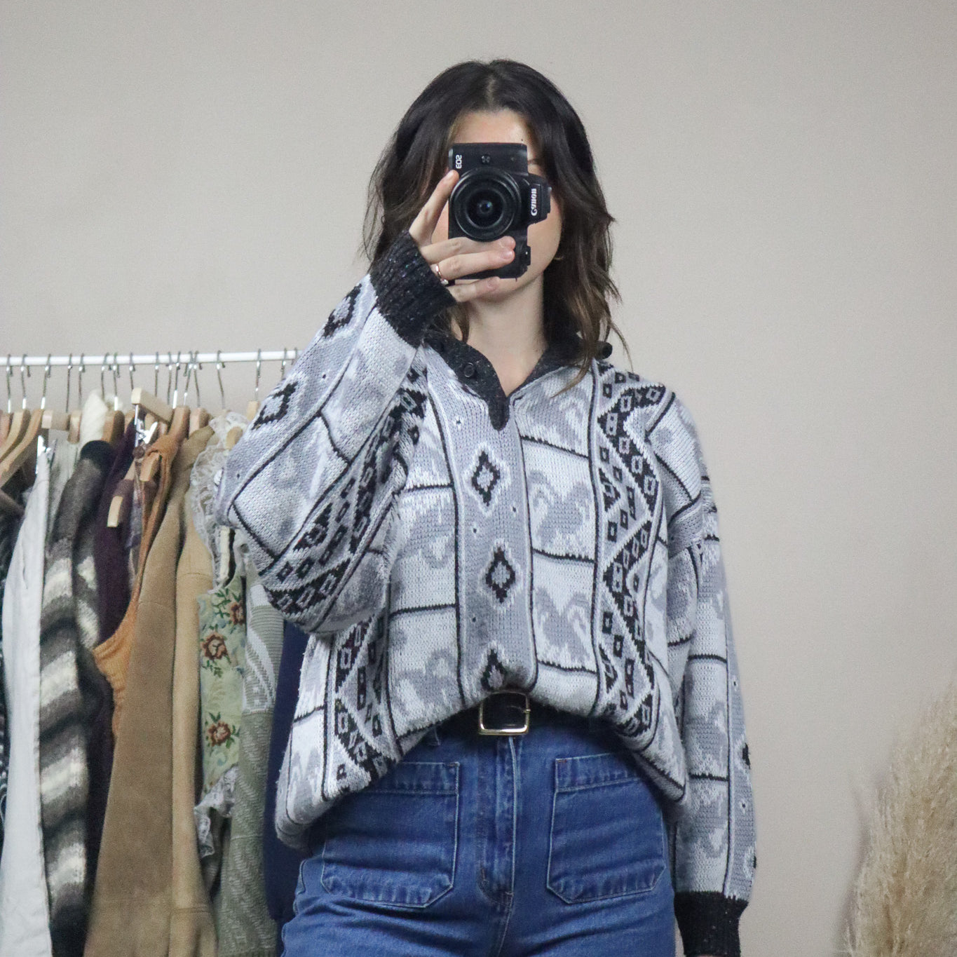 Vintage x Patterned Collared Knit (M)