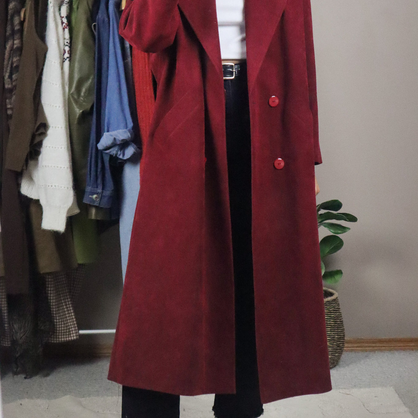 Vintage x Faux Suede Trench Coat (M)