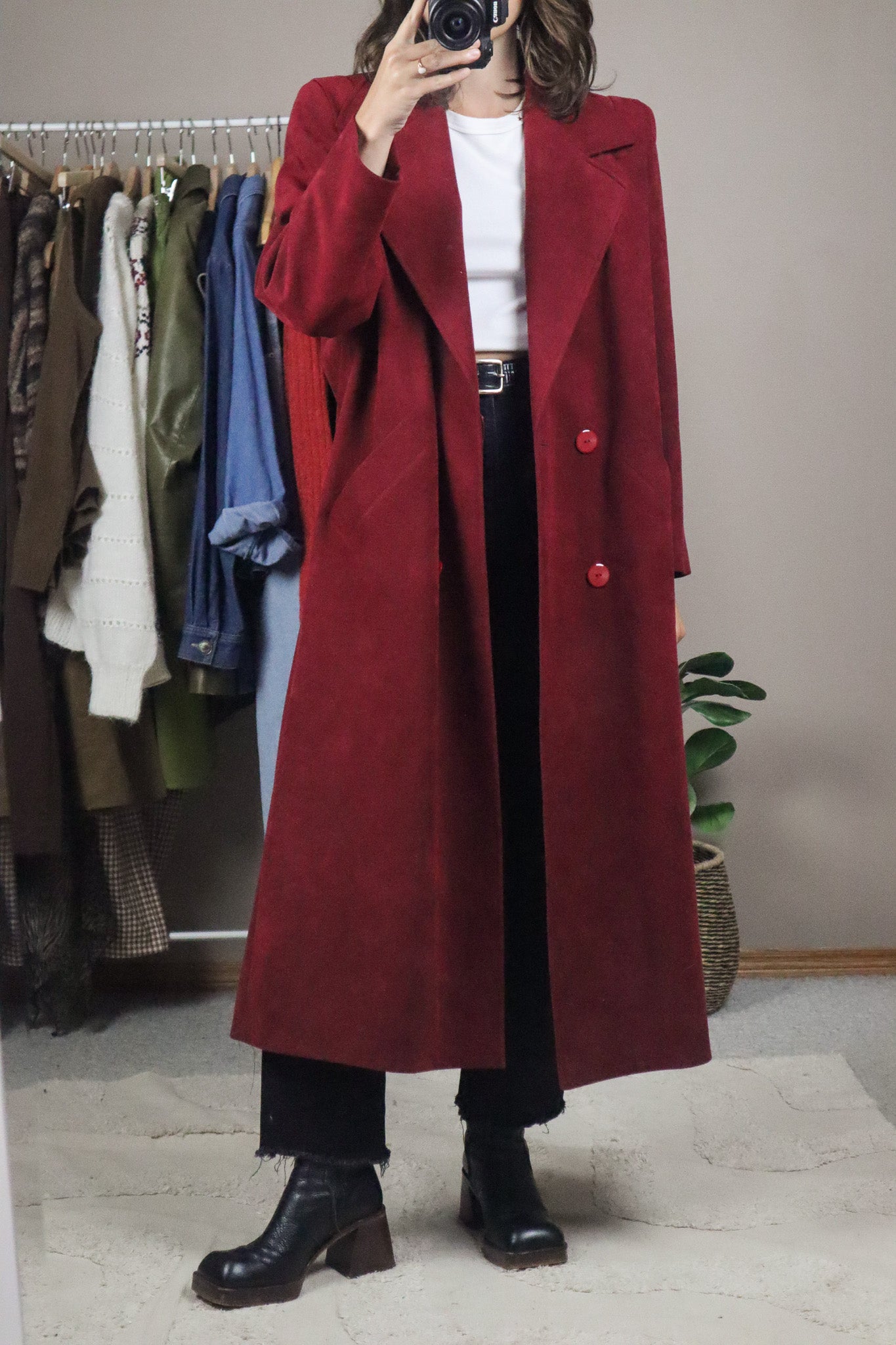Vintage x Faux Suede Trench Coat (M)