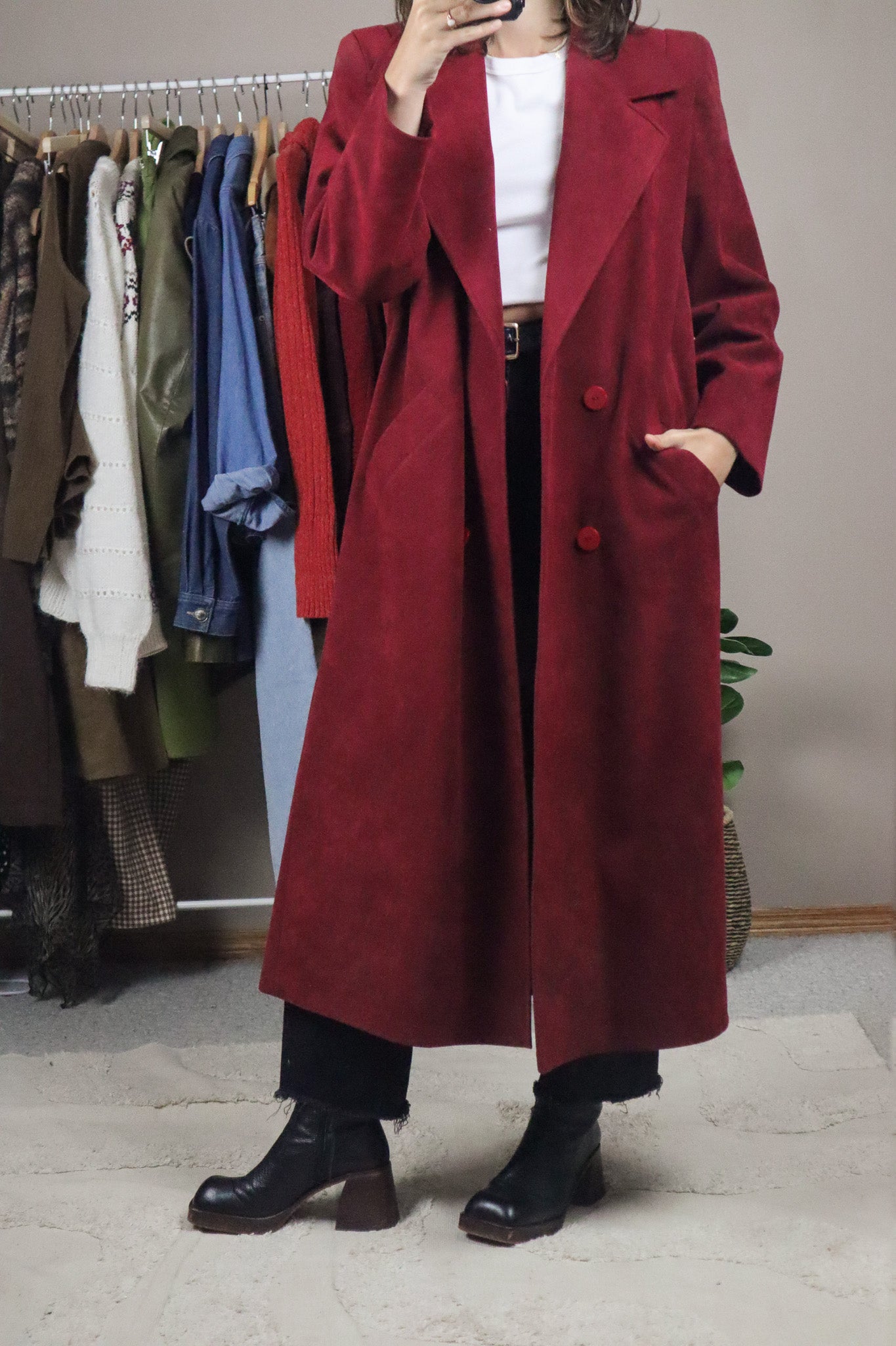 Vintage x Faux Suede Trench Coat (M)
