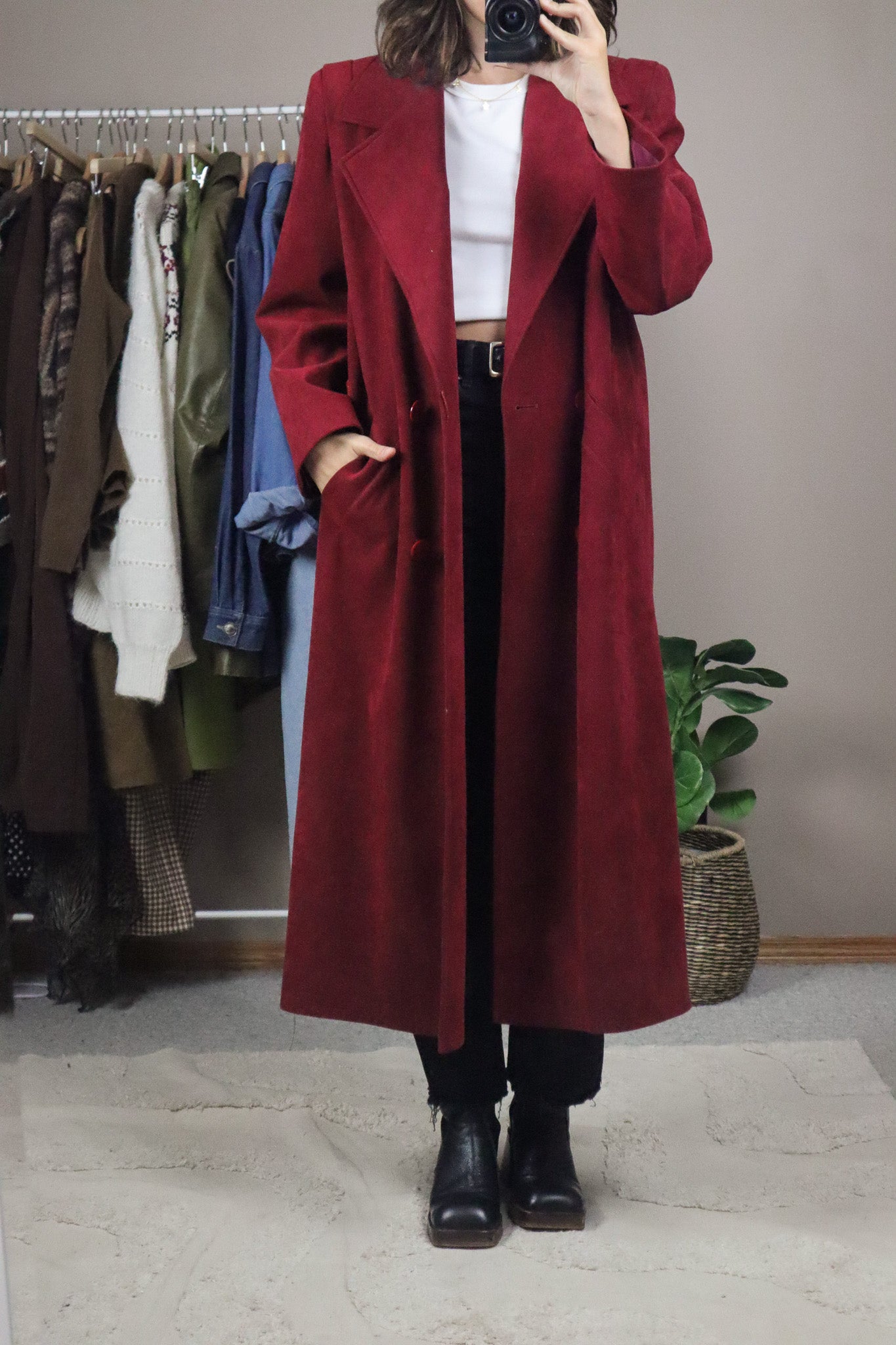 Vintage x Faux Suede Trench Coat (M)