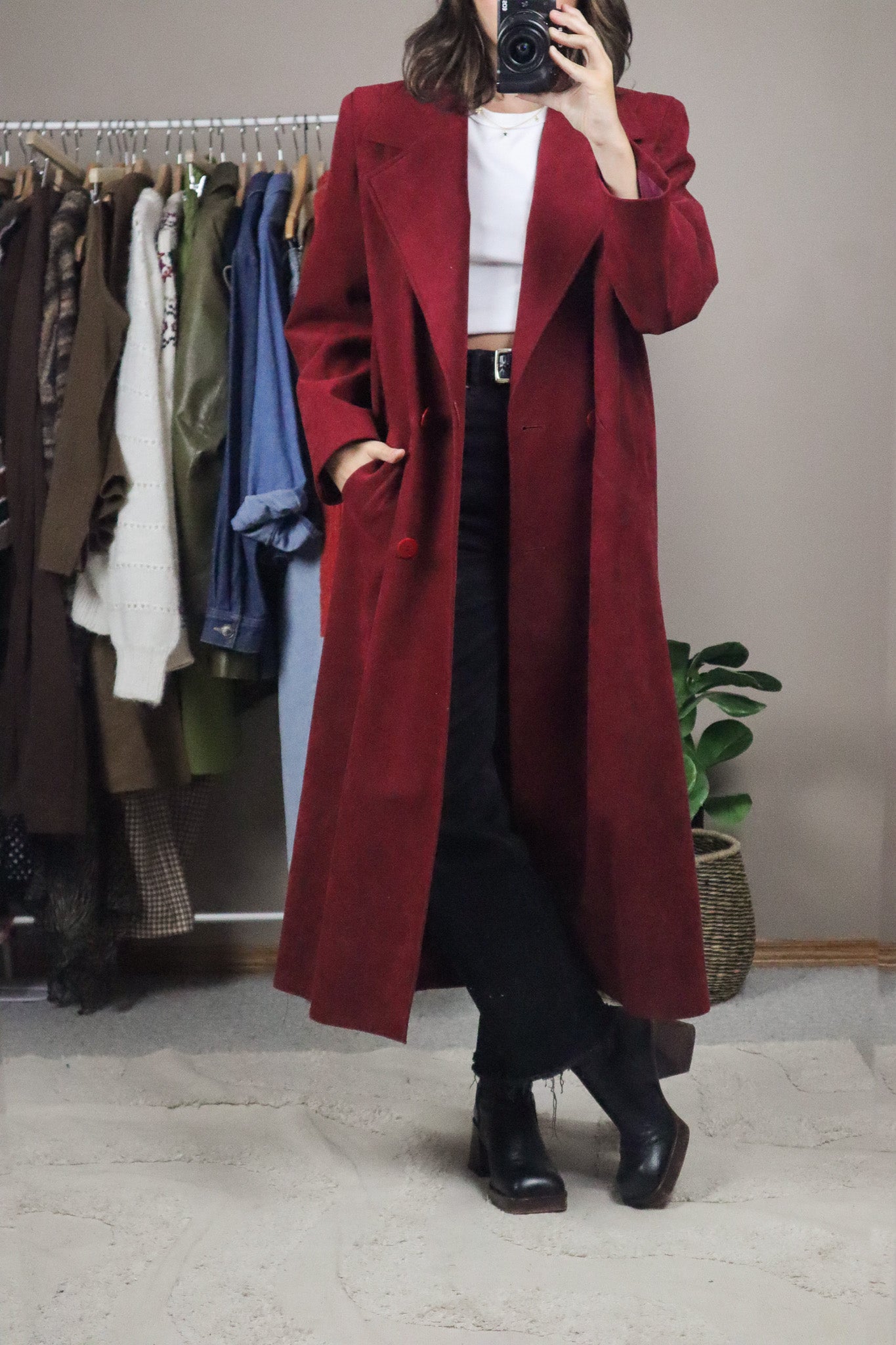 Vintage x Faux Suede Trench Coat (M)