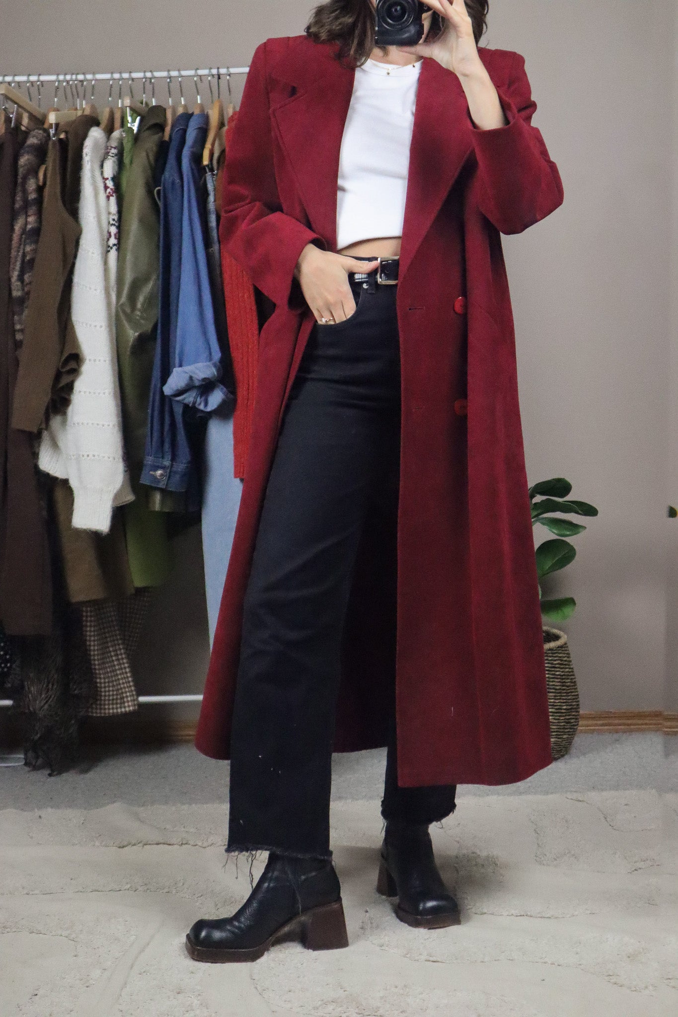 Vintage x Faux Suede Trench Coat (M)