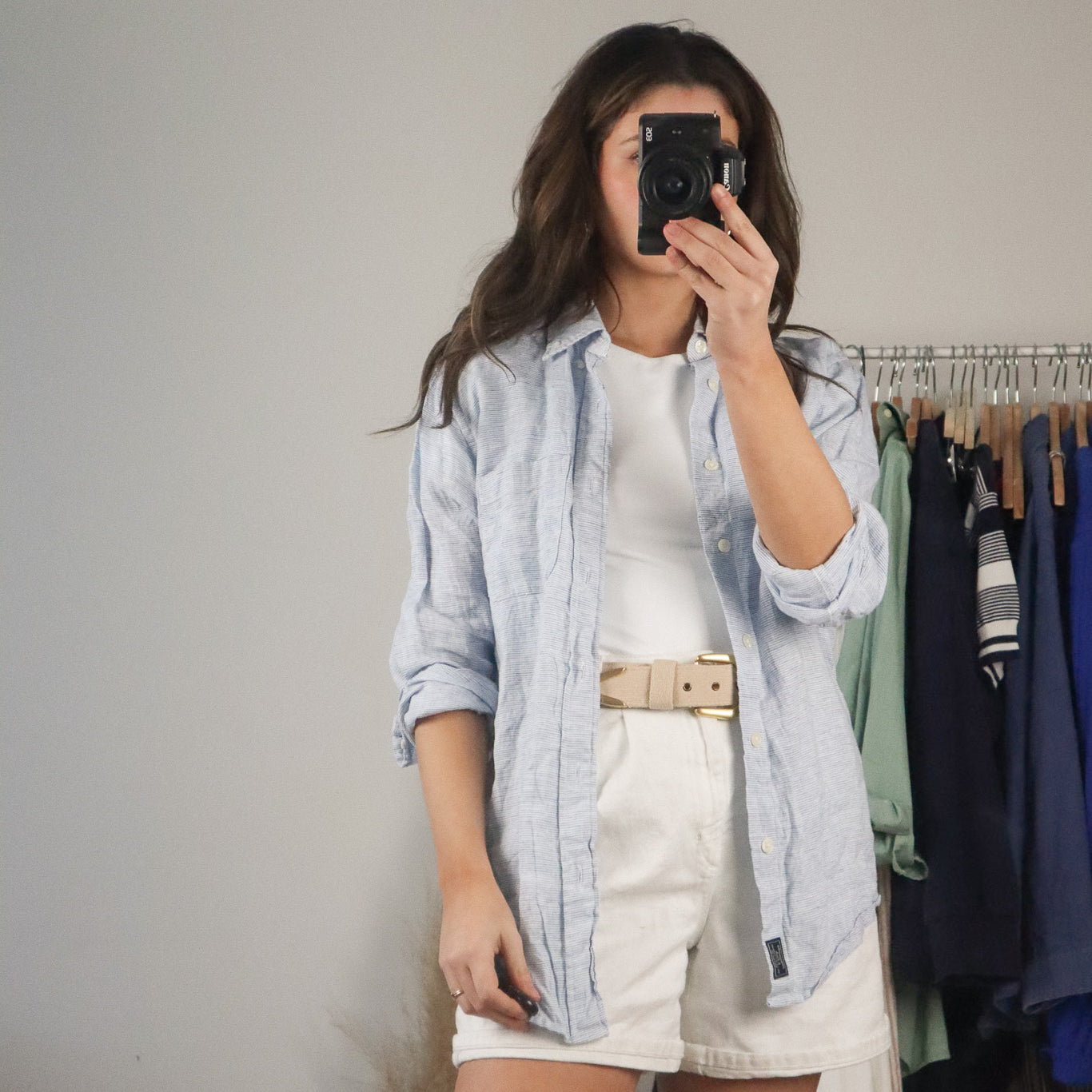 Modern x Linen Striped Button Up (M)