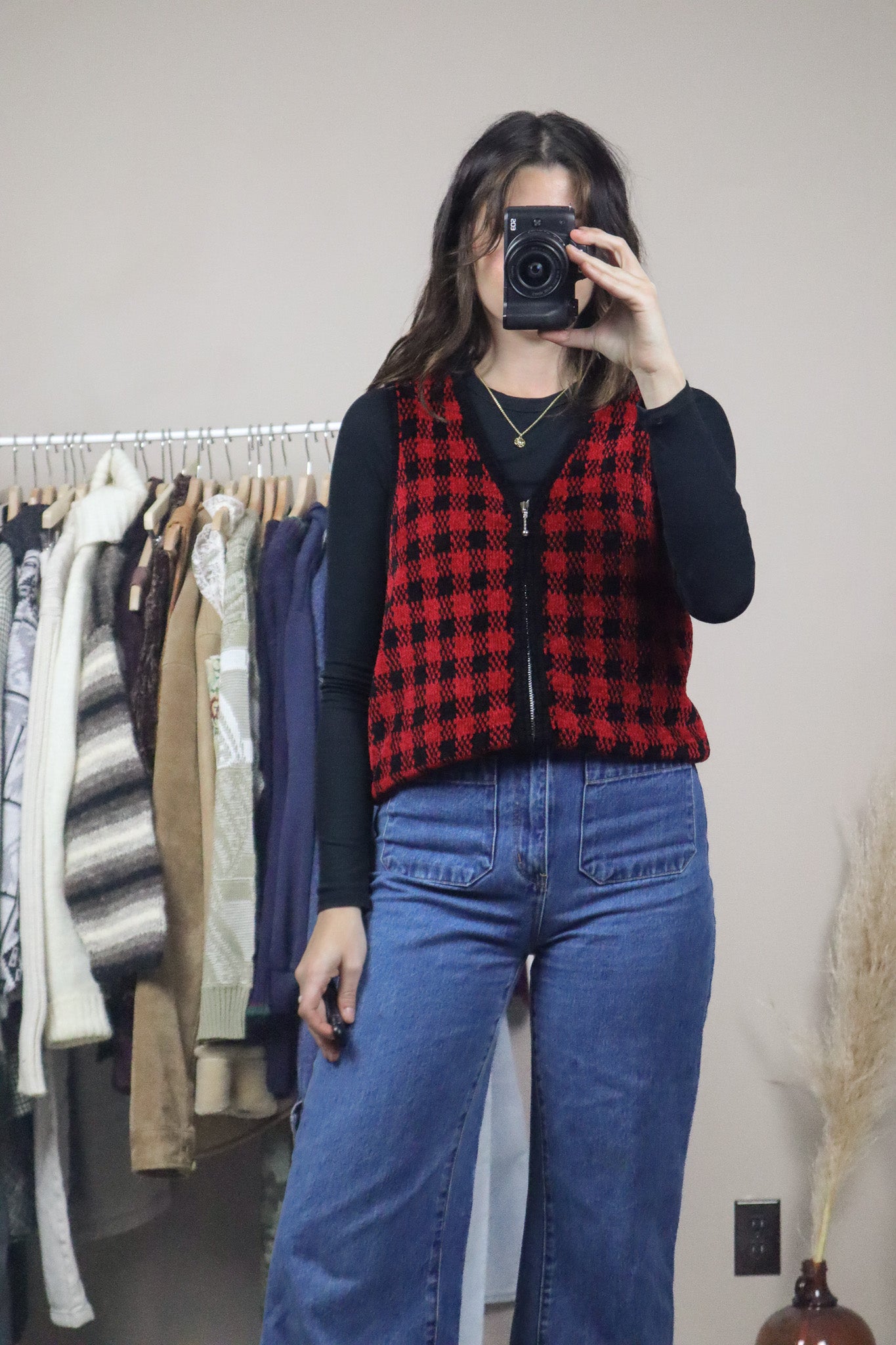 Vintage x Chenille Houndstooth Vest (S)