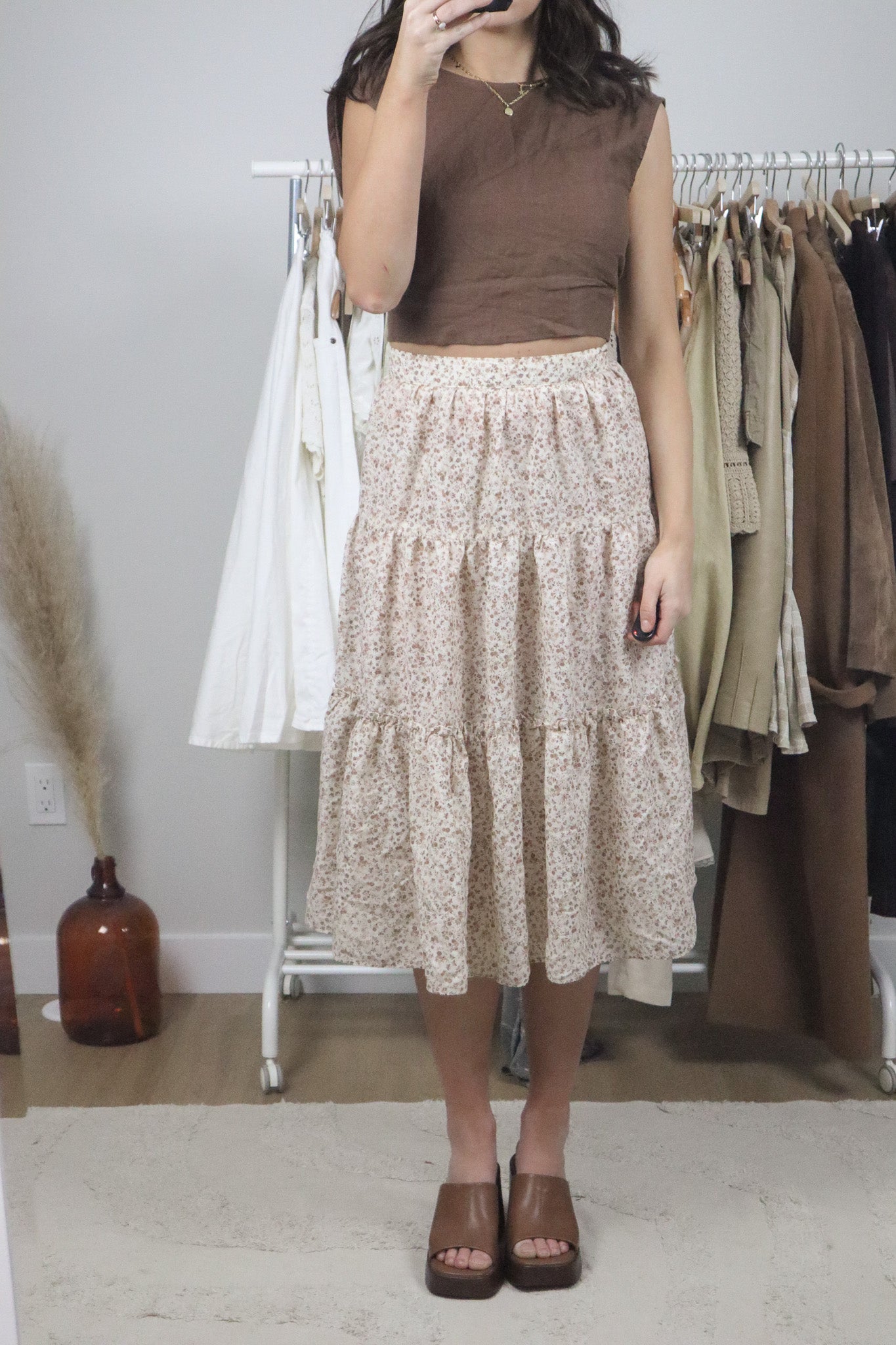 Made in Canada x Vintage x Floral Tiered Skirt (XS)