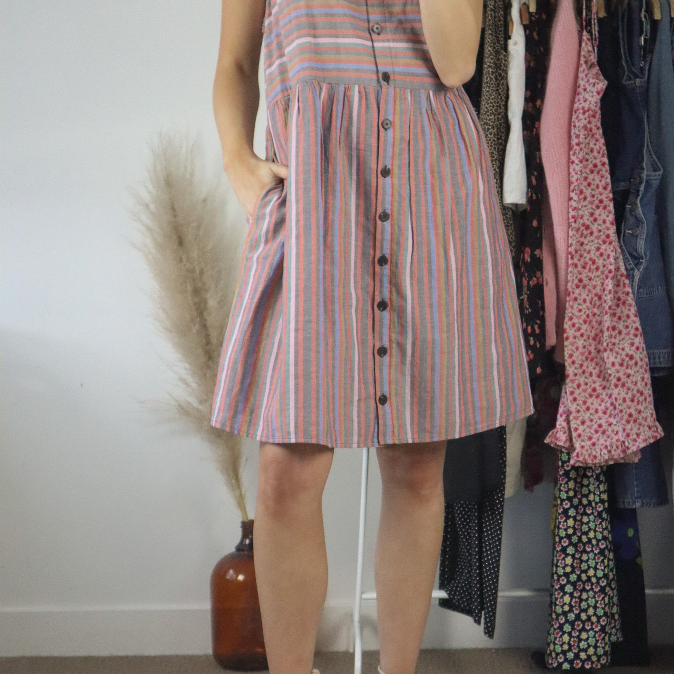 Modern x Madewell Striped Button Up Dress (XL)