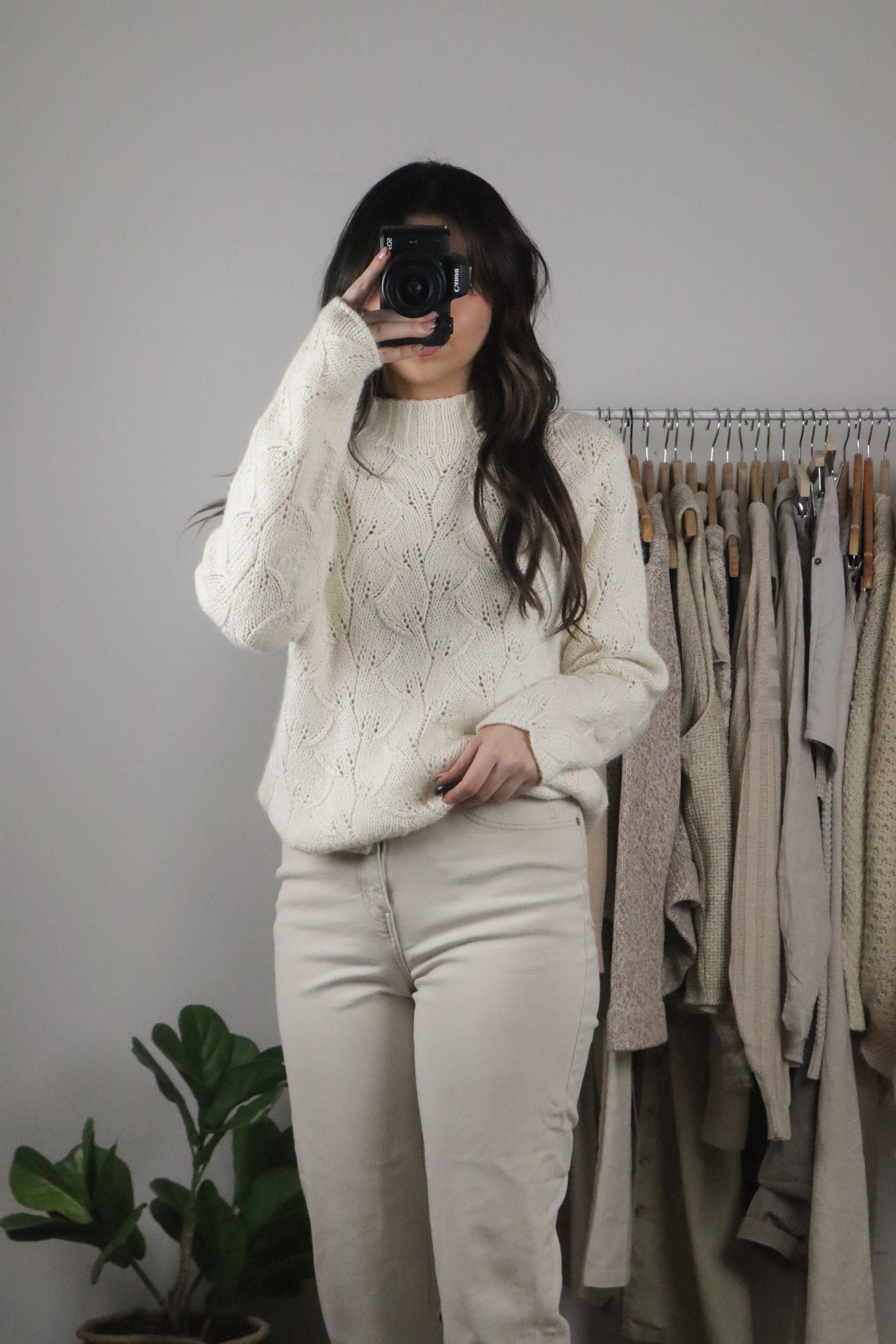 Vintage x Wool Blend Open Knit Sweater (M)