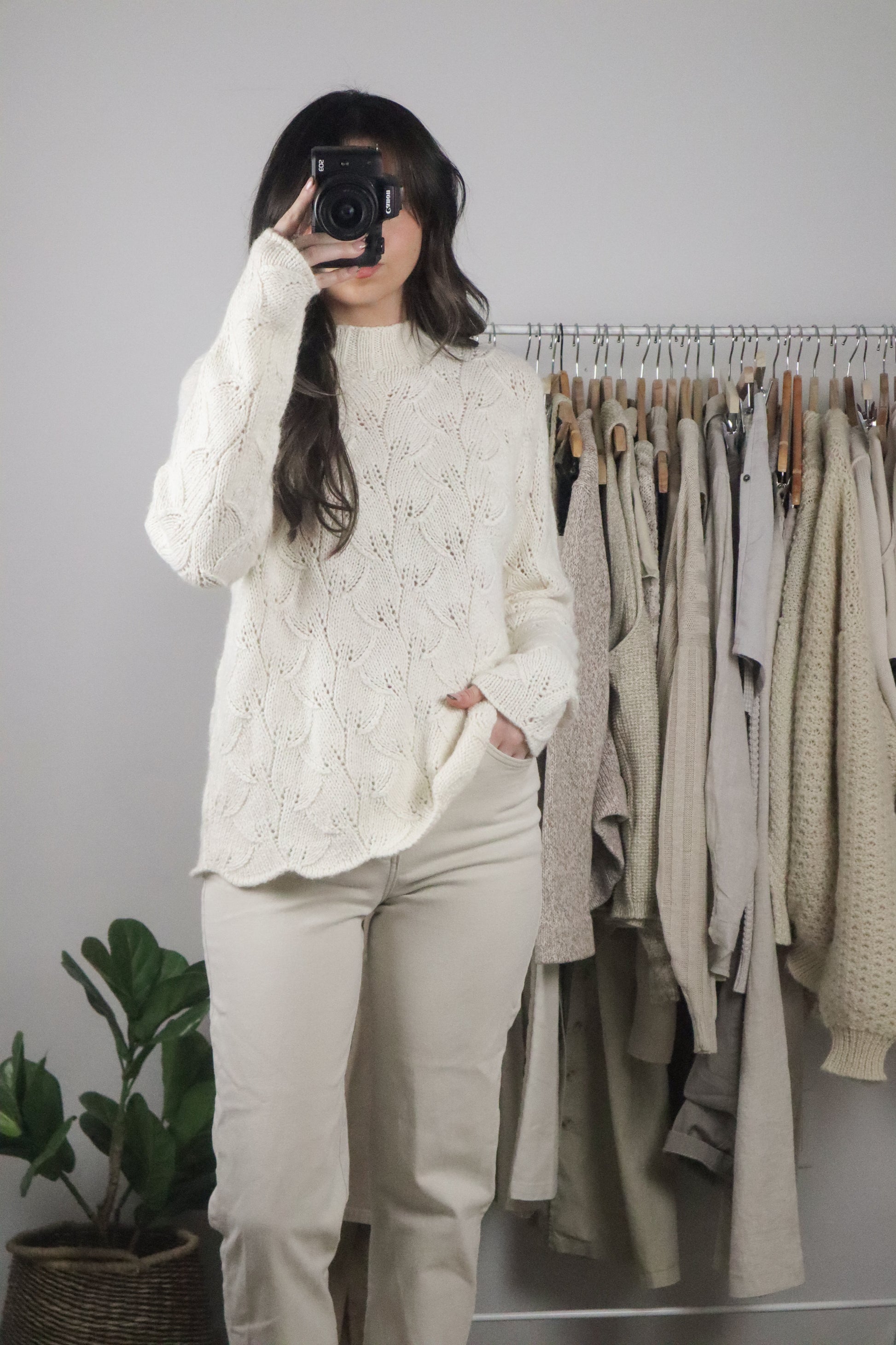 Vintage x Wool Blend Open Knit Sweater (M)