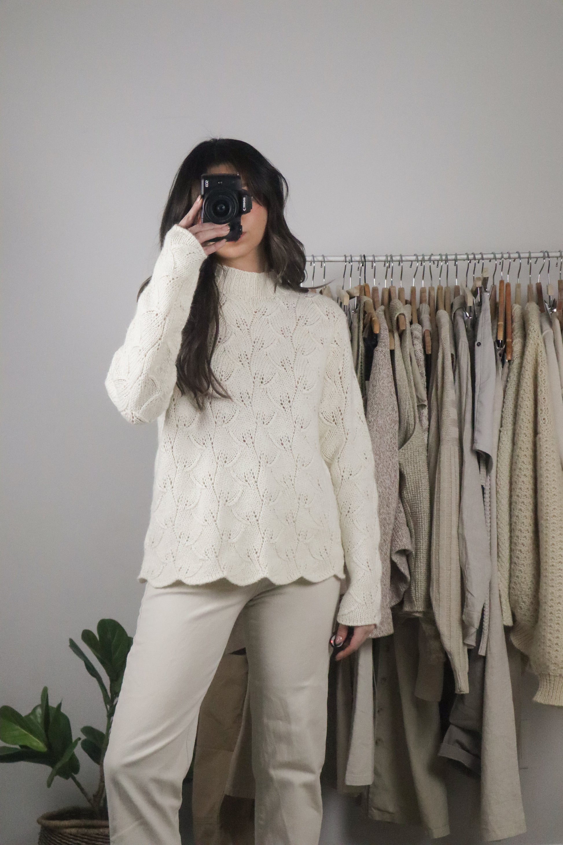 Vintage x Wool Blend Open Knit Sweater (M)