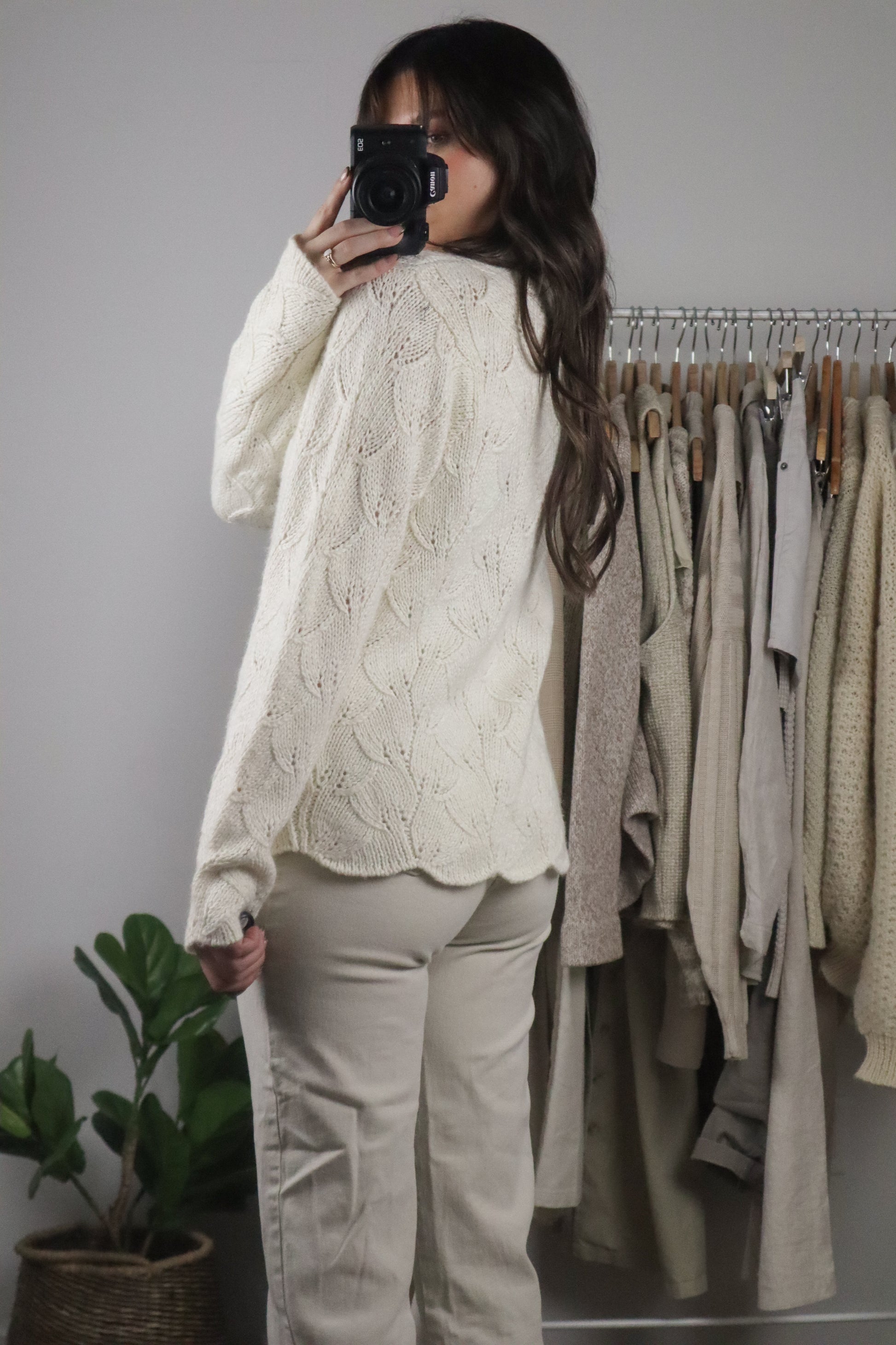 Vintage x Wool Blend Open Knit Sweater (M)