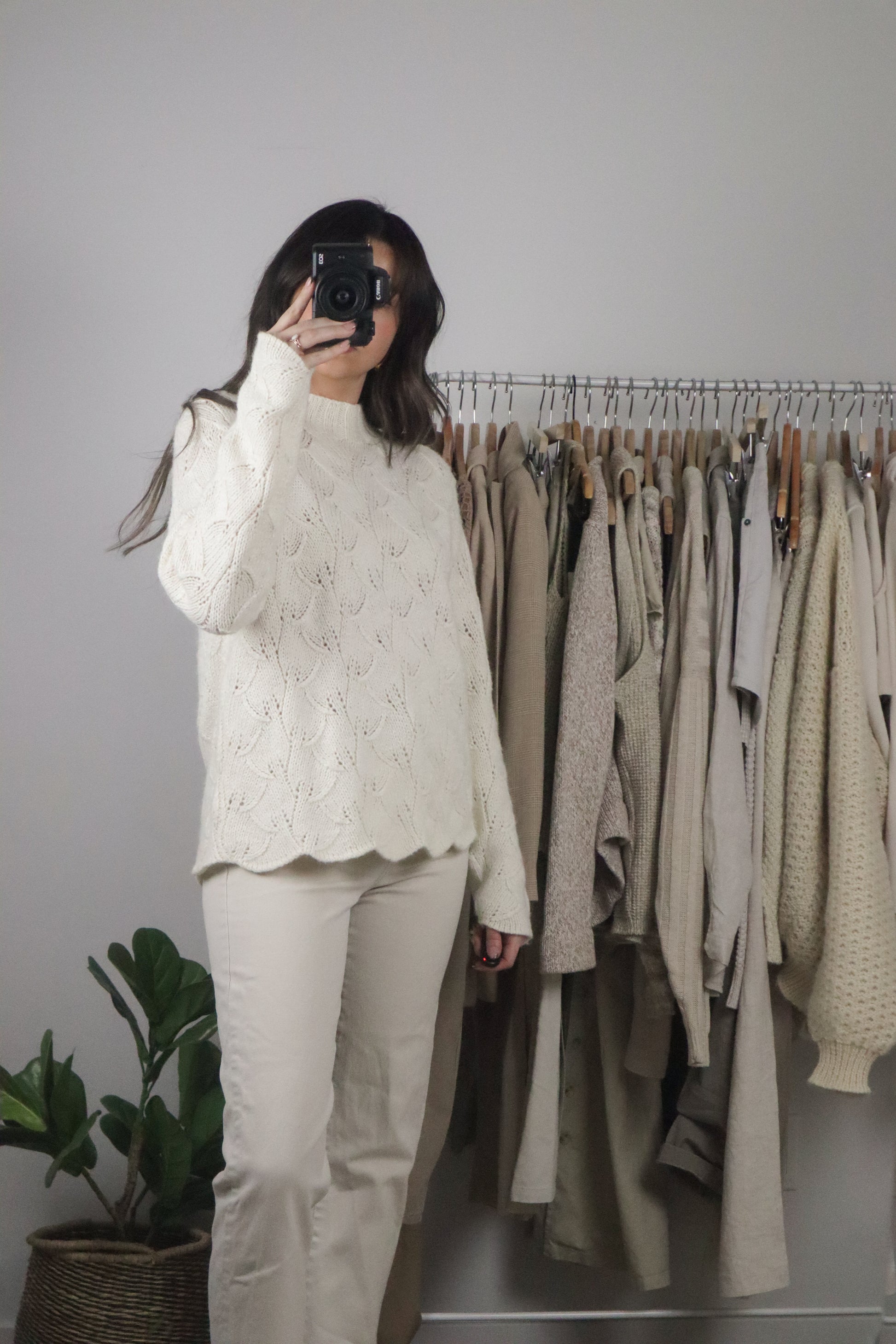 Vintage x Wool Blend Open Knit Sweater (M)