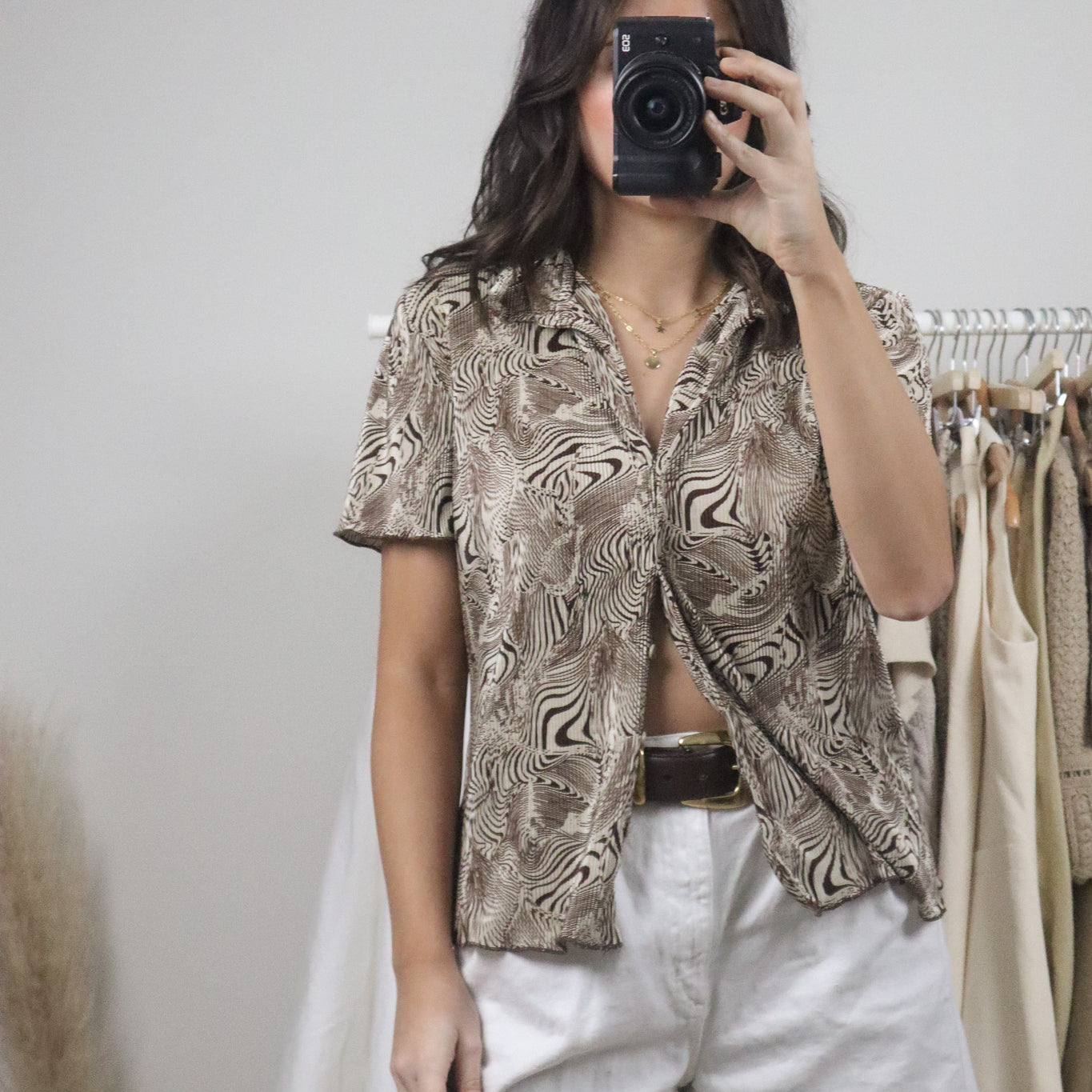 Made in Canada x Vintage x Patterned Blouse (M)