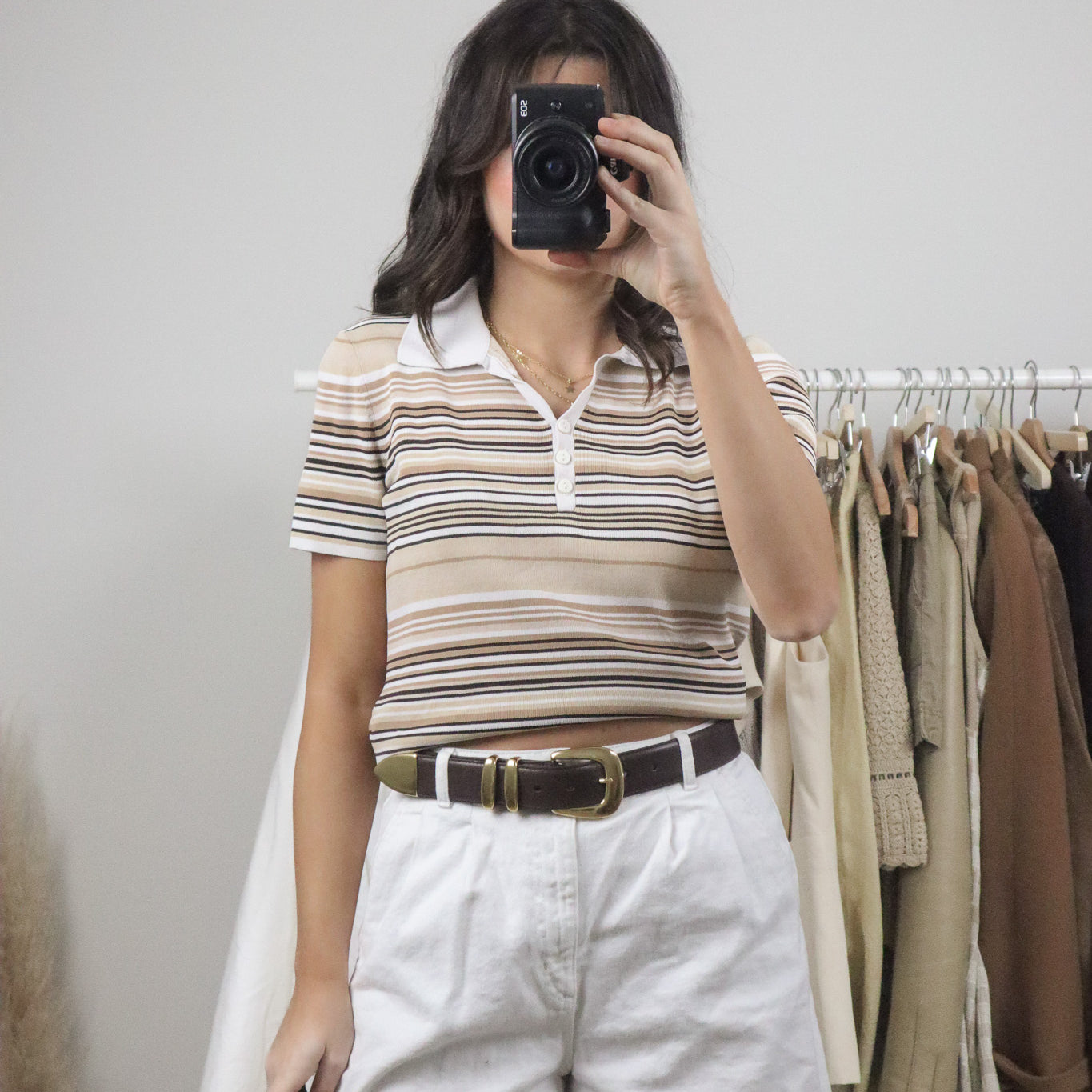 Vintage x Striped Collared Top (M)