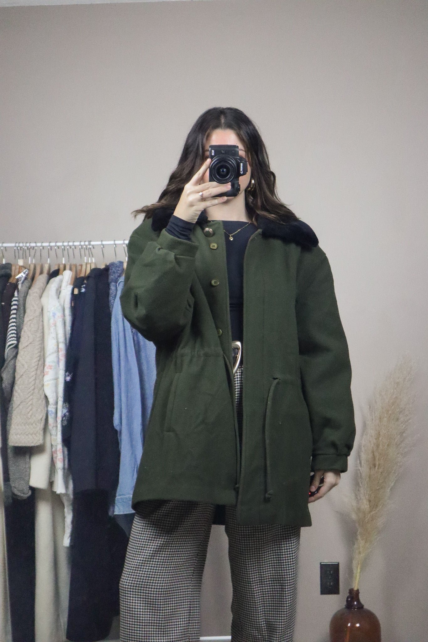 Vintage x Wool & Faux Fure Collar Jacket (L)