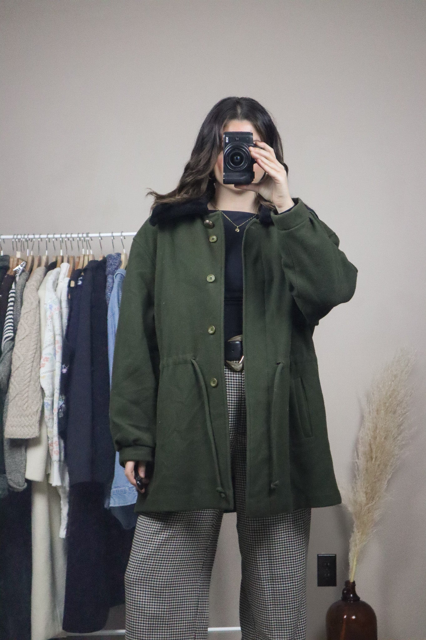 Vintage x Wool & Faux Fure Collar Jacket (L)