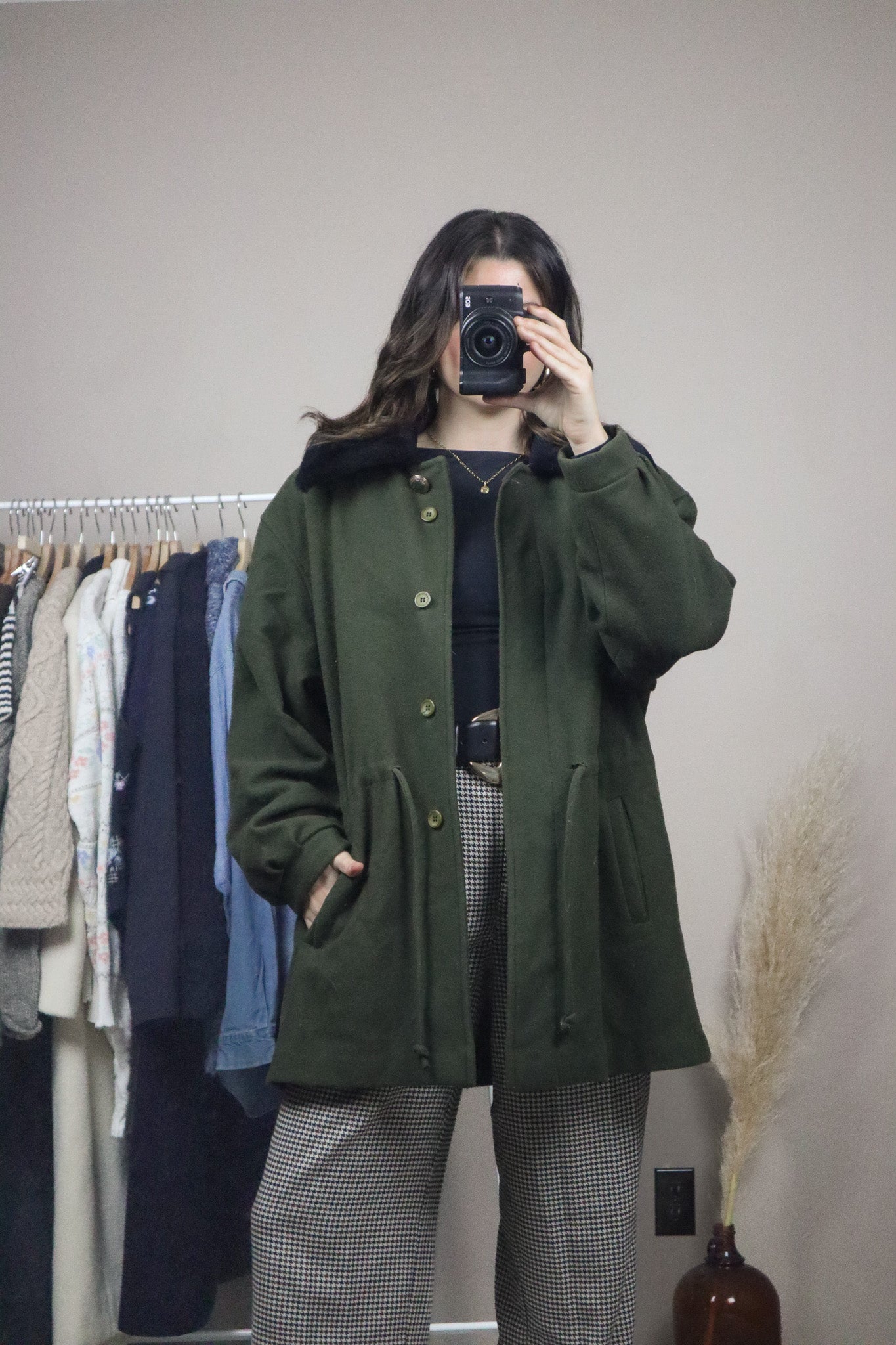 Vintage x Wool & Faux Fure Collar Jacket (L)