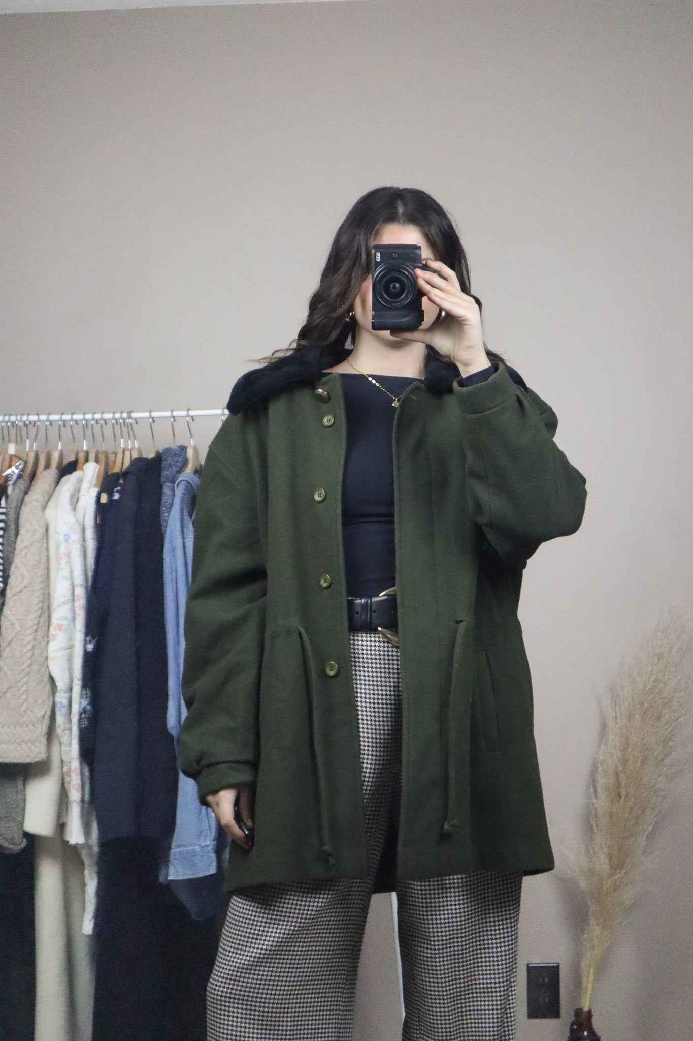 Vintage x Wool & Faux Fure Collar Jacket (L)