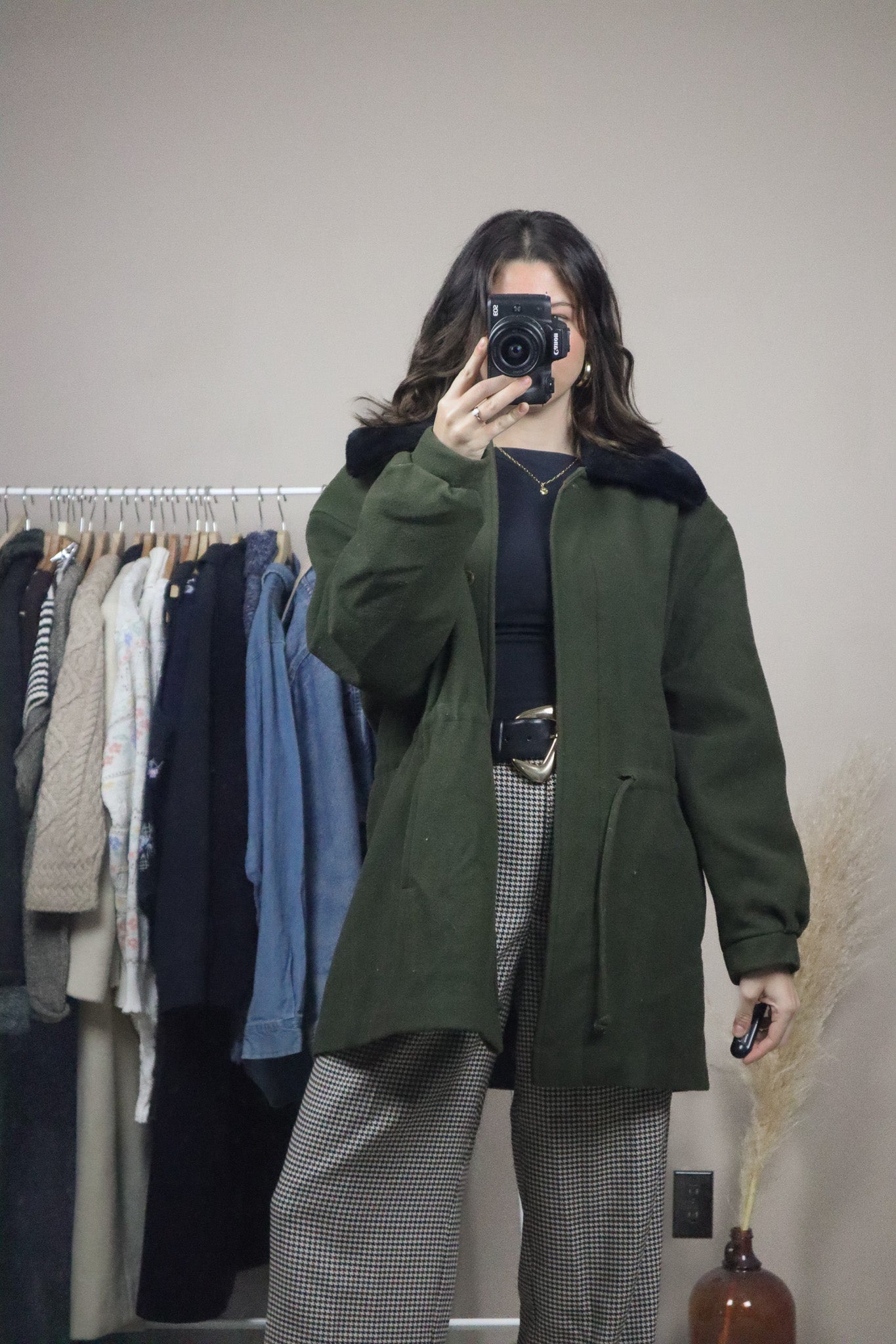 Vintage x Wool & Faux Fure Collar Jacket (L)